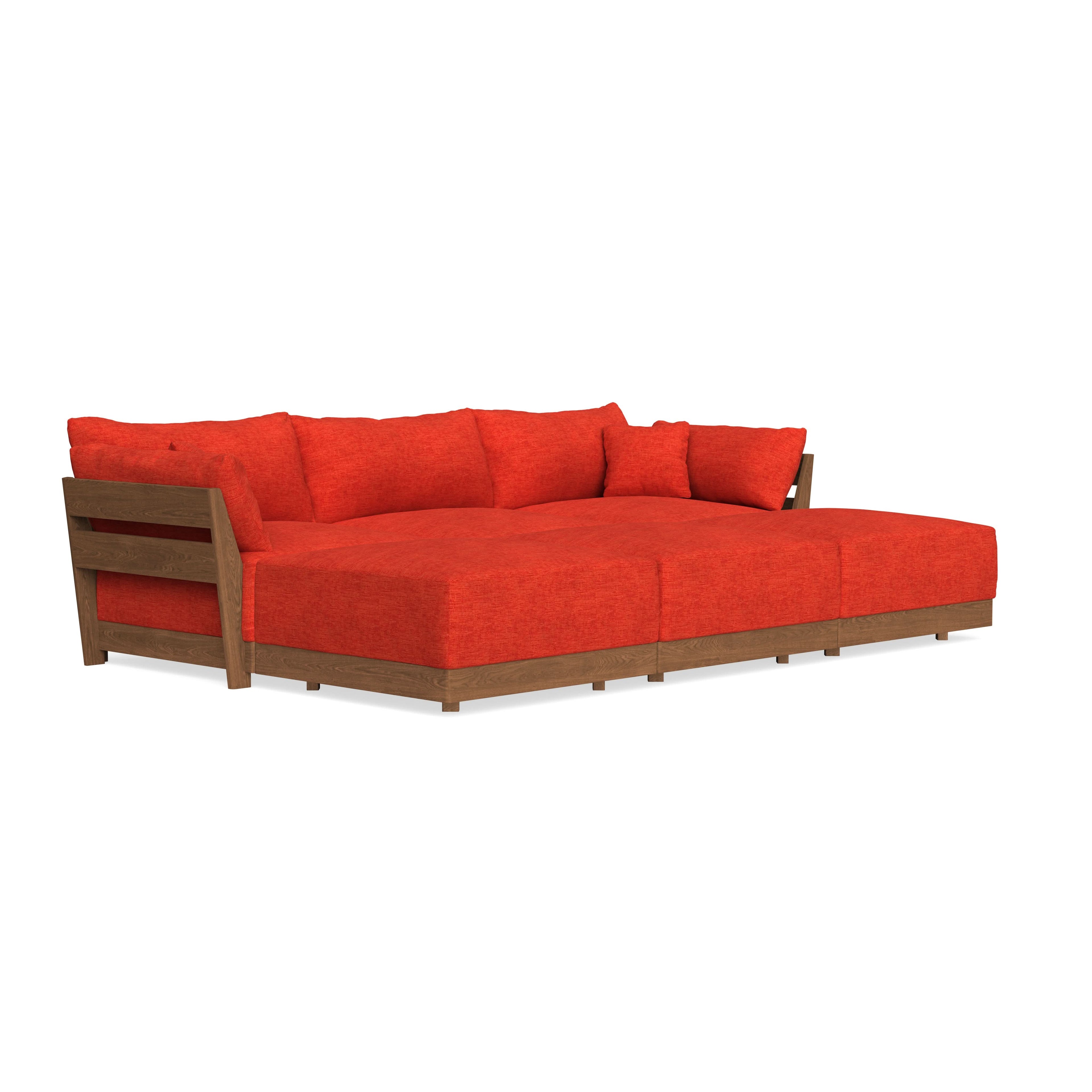 Modular Bondi Espresso 3-Seater Daybed Sofa Sectional in Poppy Orange | Classic Blend
