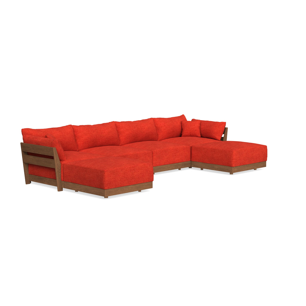 Modular Bondi Espresso 4-Seater U-Sectional in Poppy Orange | Classic Blend