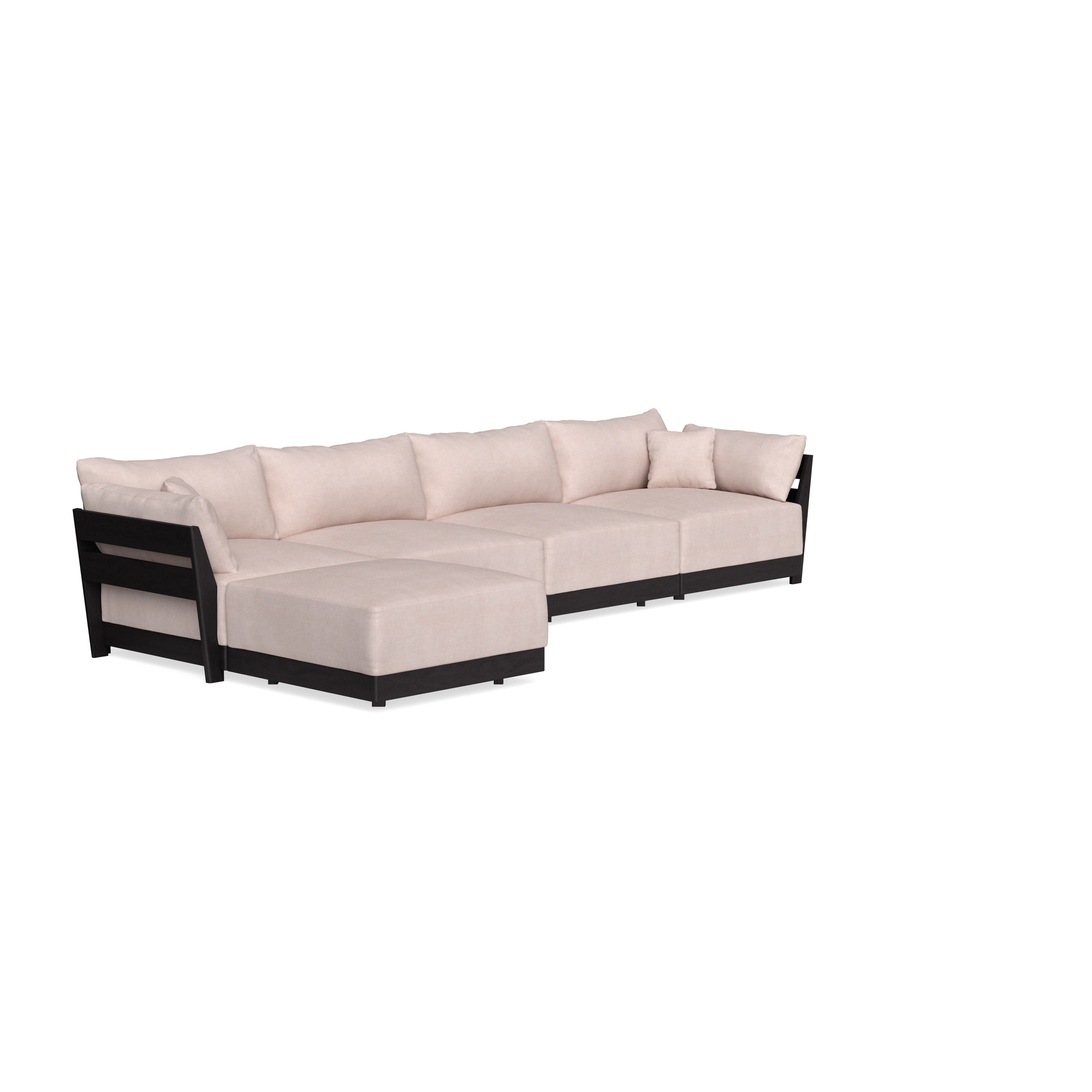 Modular Bondi Black 4-Seater Sectional in Blush | Memory Foam Blend