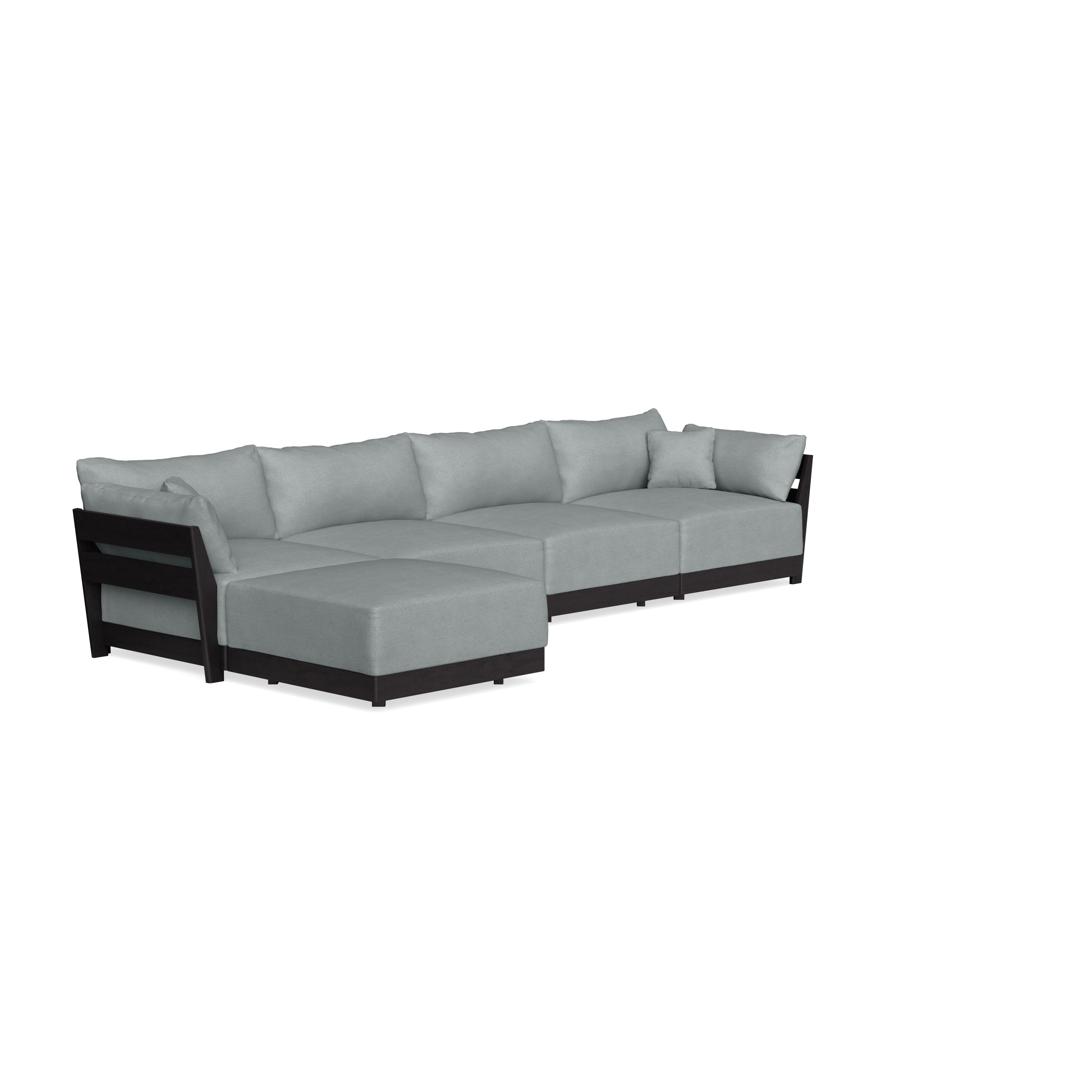 Modular Bondi Black 4-Seater Sectional in Light Steel | Classic Blend