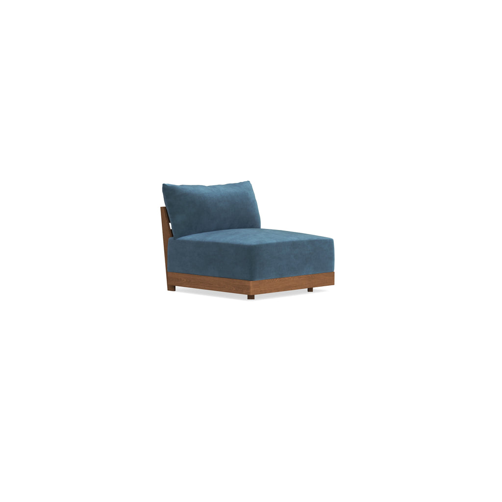 Modular Bondi Espresso Armless Chair in Oxford Blue | Classic Blend