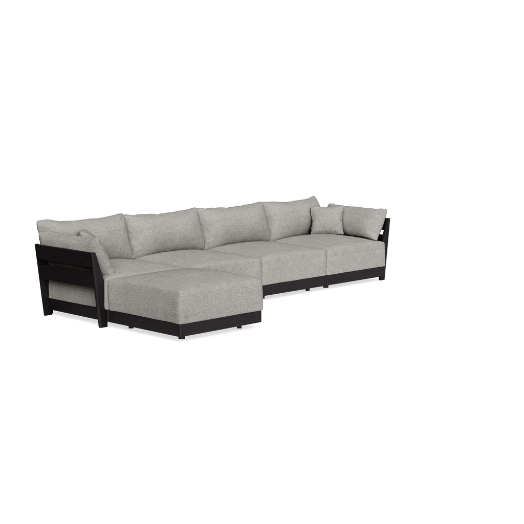 Modular Bondi Black 4-Seater Sectional in Fog | Classic Blend