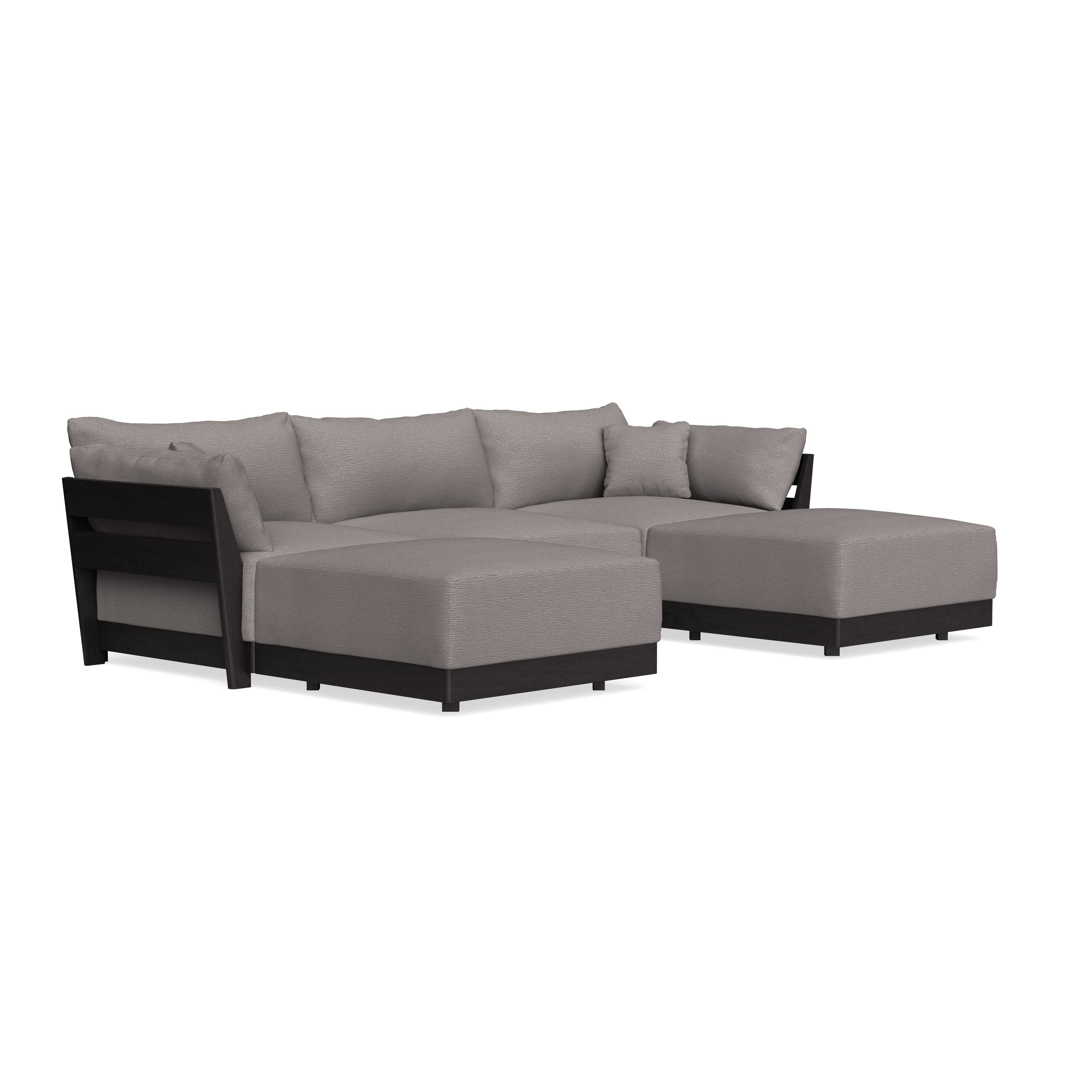 Modular Bondi Black 3-Seater U-Sectional in Cement | Classic Blend