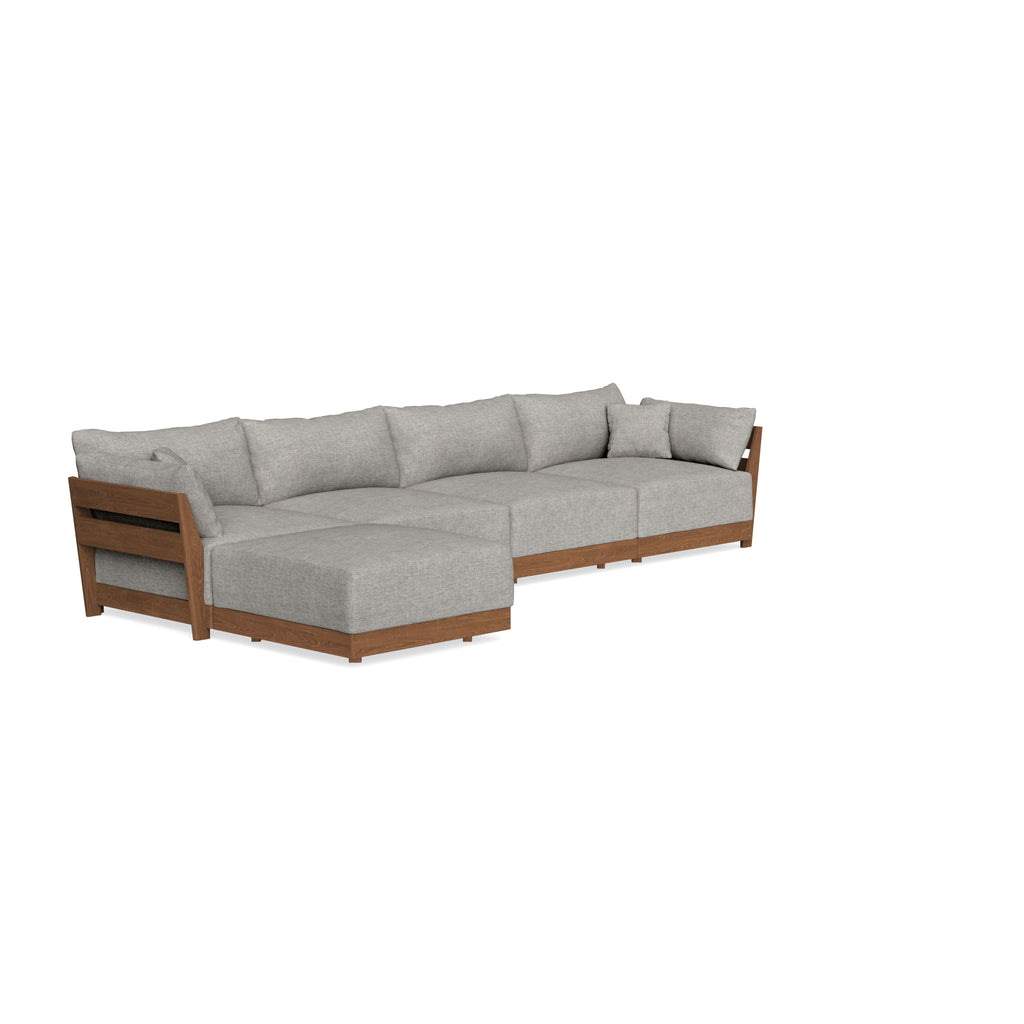 Modular Bondi Espresso 4-Seater Sectional in Fog | Memory Foam Blend