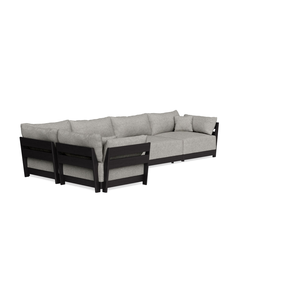 Modular Bondi Black 5-Seater L-Sectional in Fog | Classic Blend