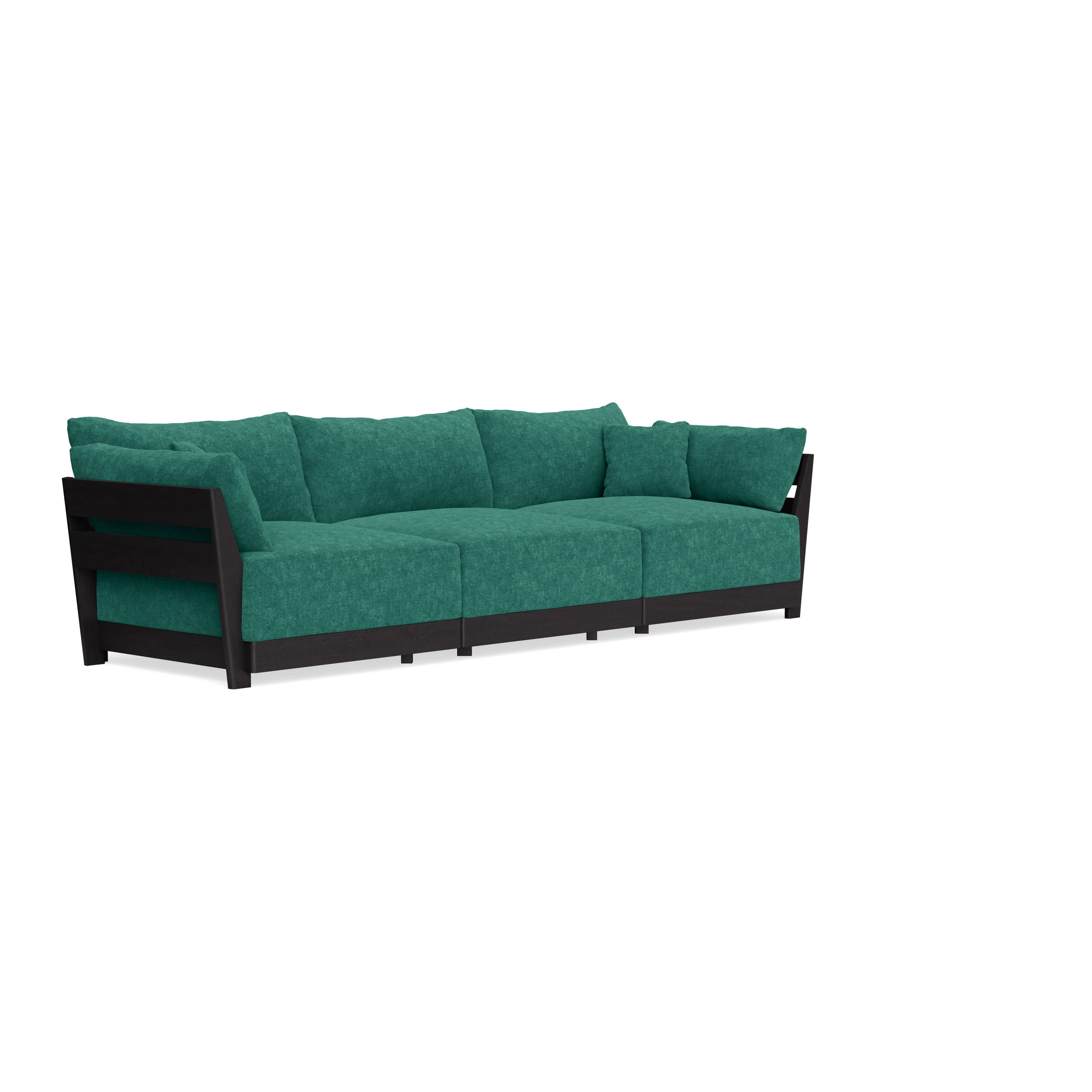 Modular Bondi Black 3-Seater Sofa in Jade Green | Memory Foam Blend