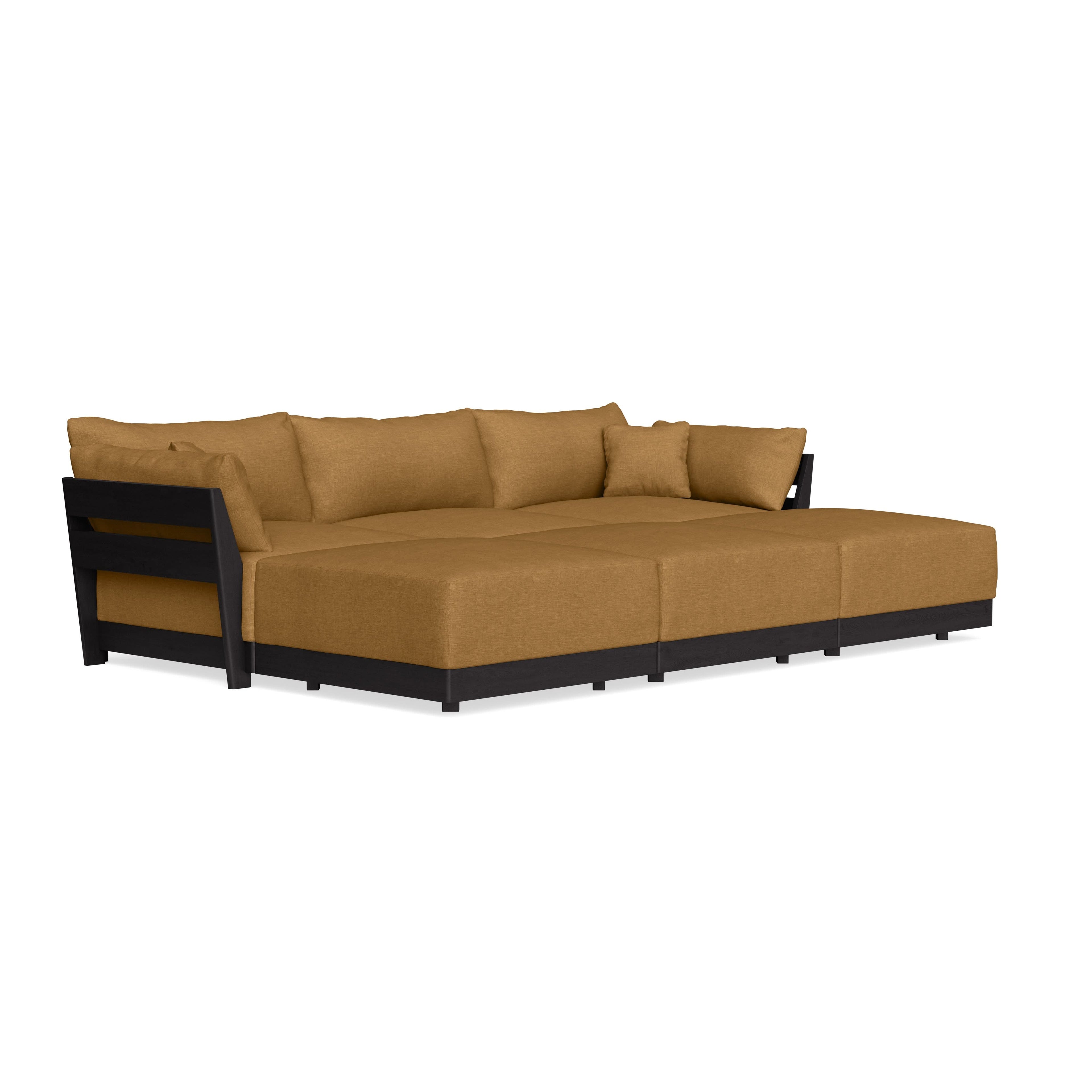 Modular Bondi Black 3-Seater Daybed Sofa Sectional in Dijon | Memory Foam Blend