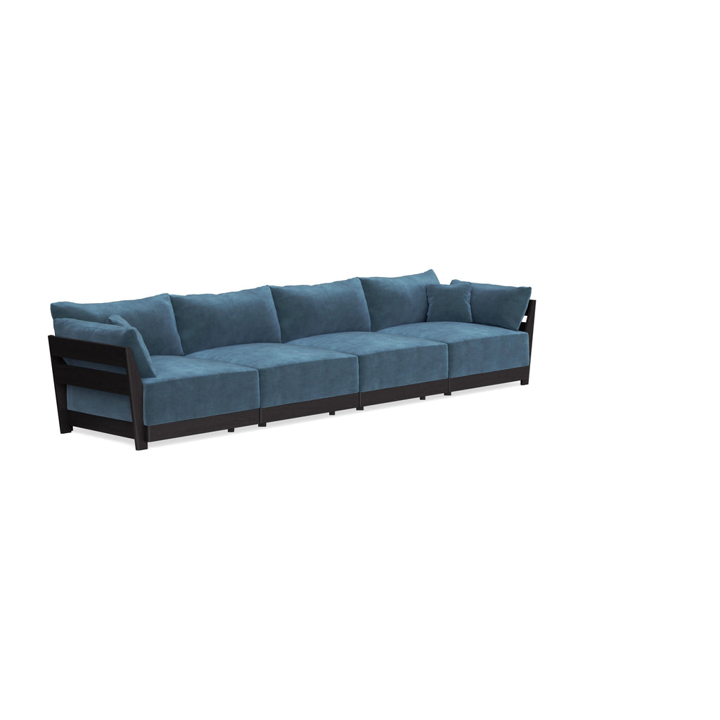 Modular Bondi Black 4-Seater Sofa in Oxford Blue | Memory Foam Blend