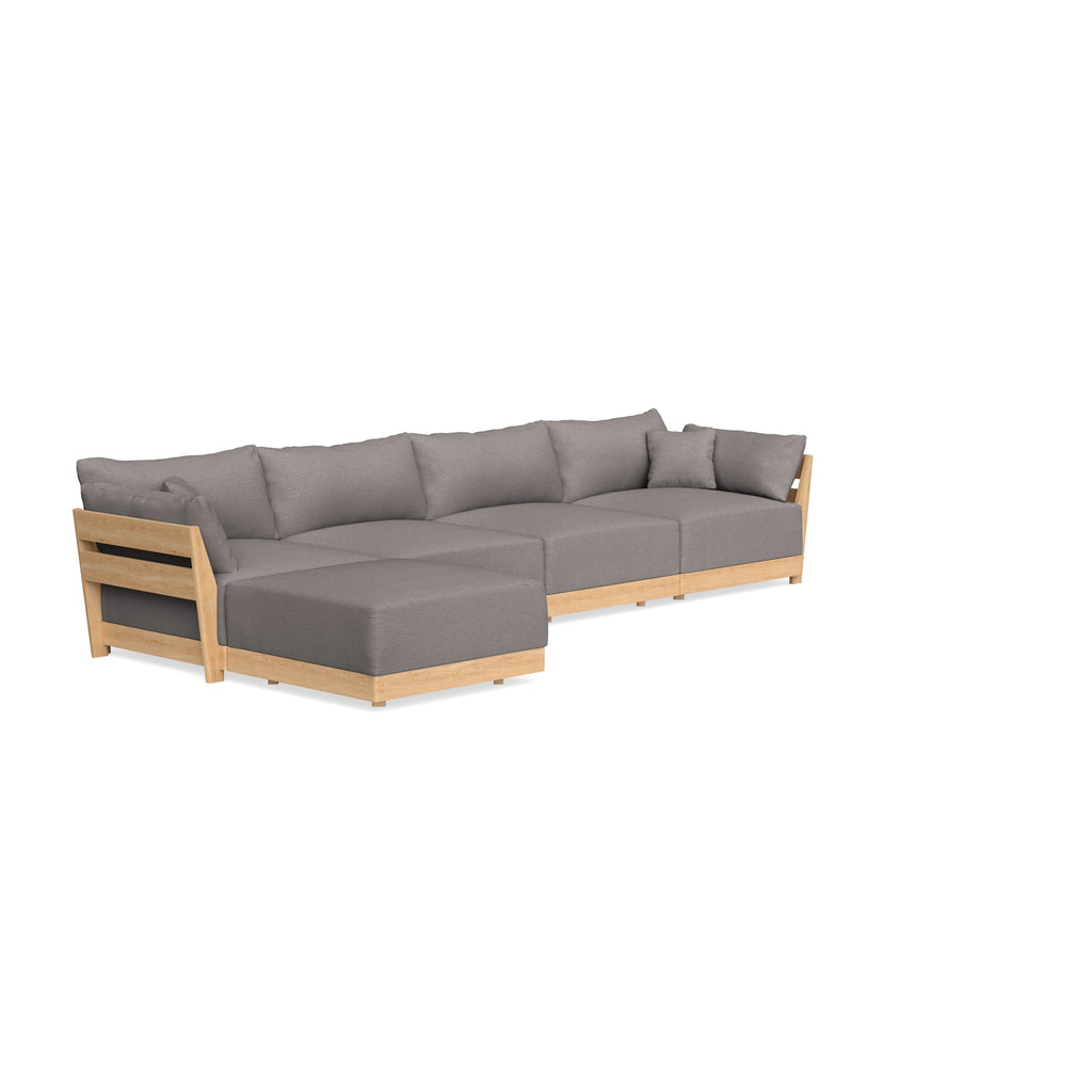 Modular Bondi Latte 4-Seater Sectional in Cement | Memory Foam Blend
