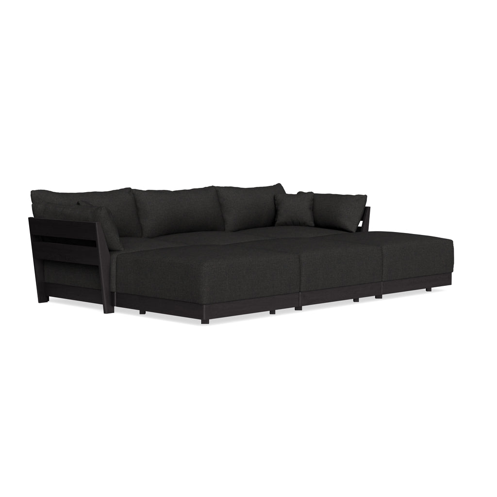 Modular Bondi Black 3-Seater Daybed Sofa Sectional in Peppercorn | Classic Blend