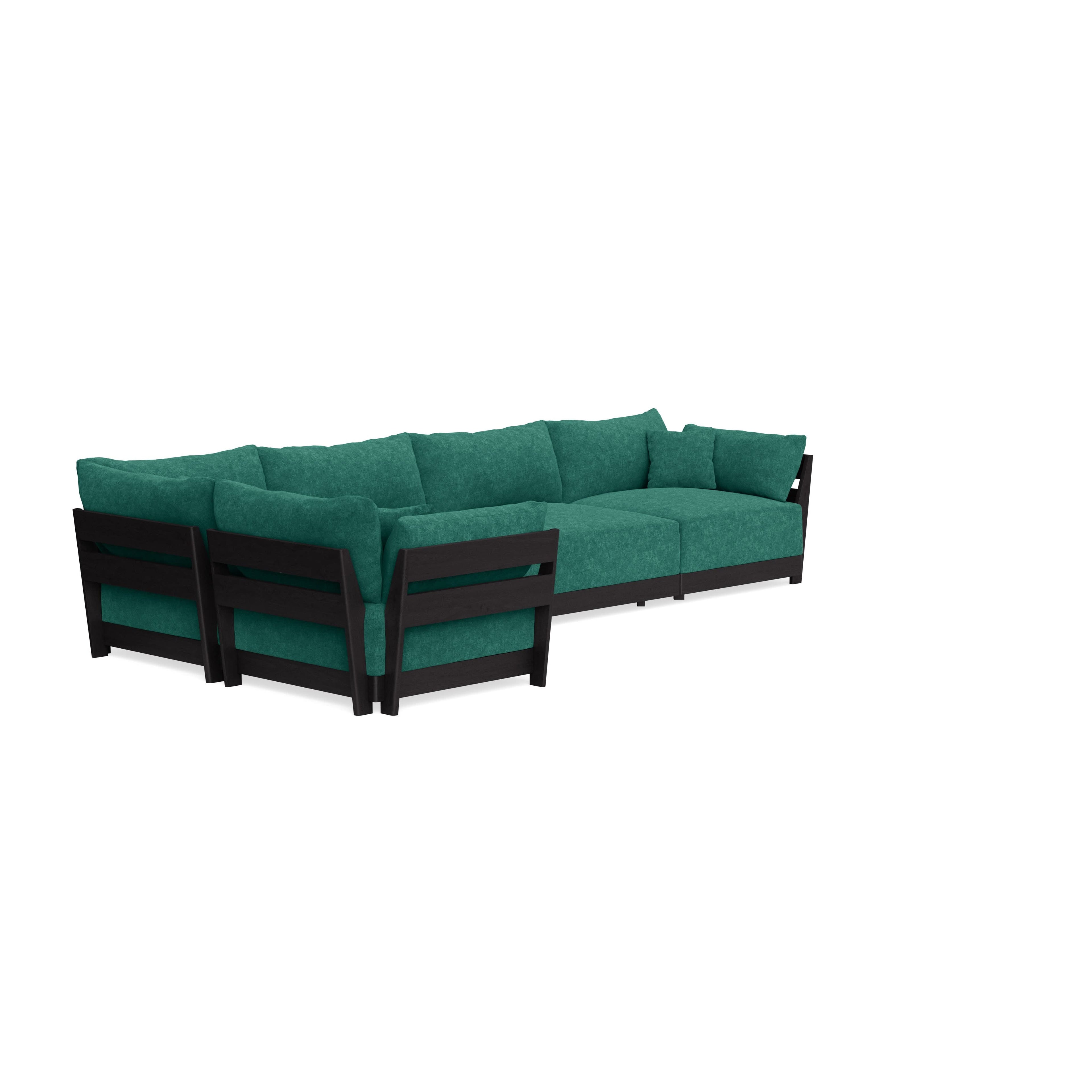 Modular Bondi Black 5-Seater L-Sectional in Jade Green | Classic Blend