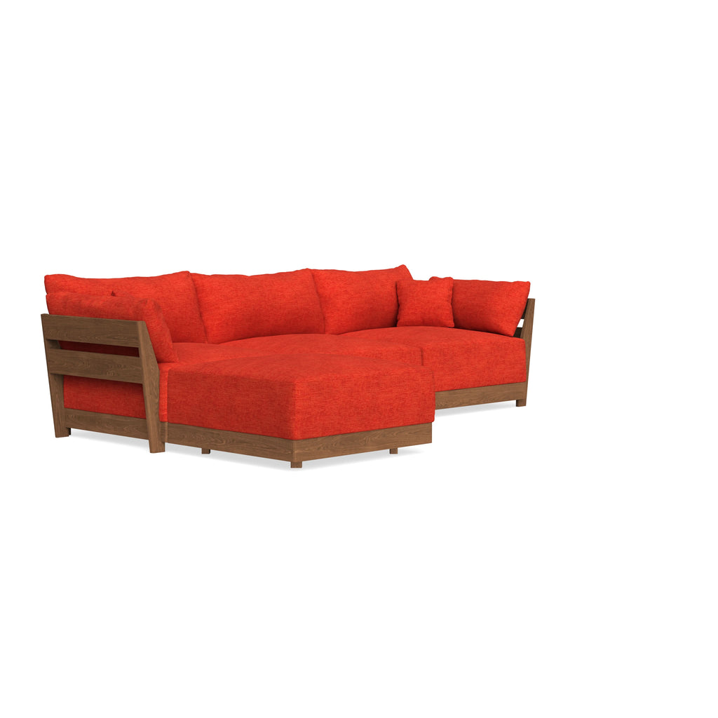 Modular Bondi Espresso 3-Seater Sectional in Poppy Orange | Classic Blend