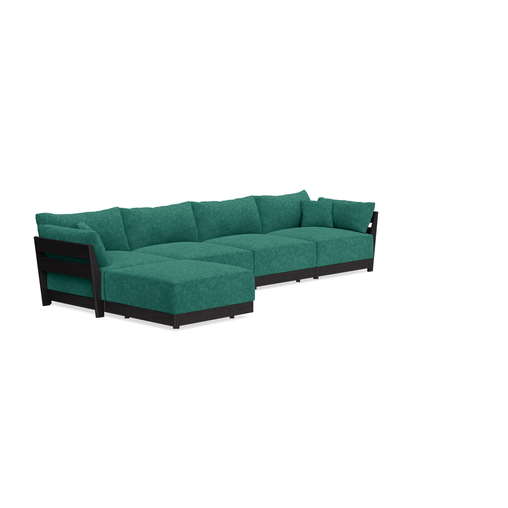 Modular Bondi Black 4-Seater Sectional in Jade Green | Classic Blend