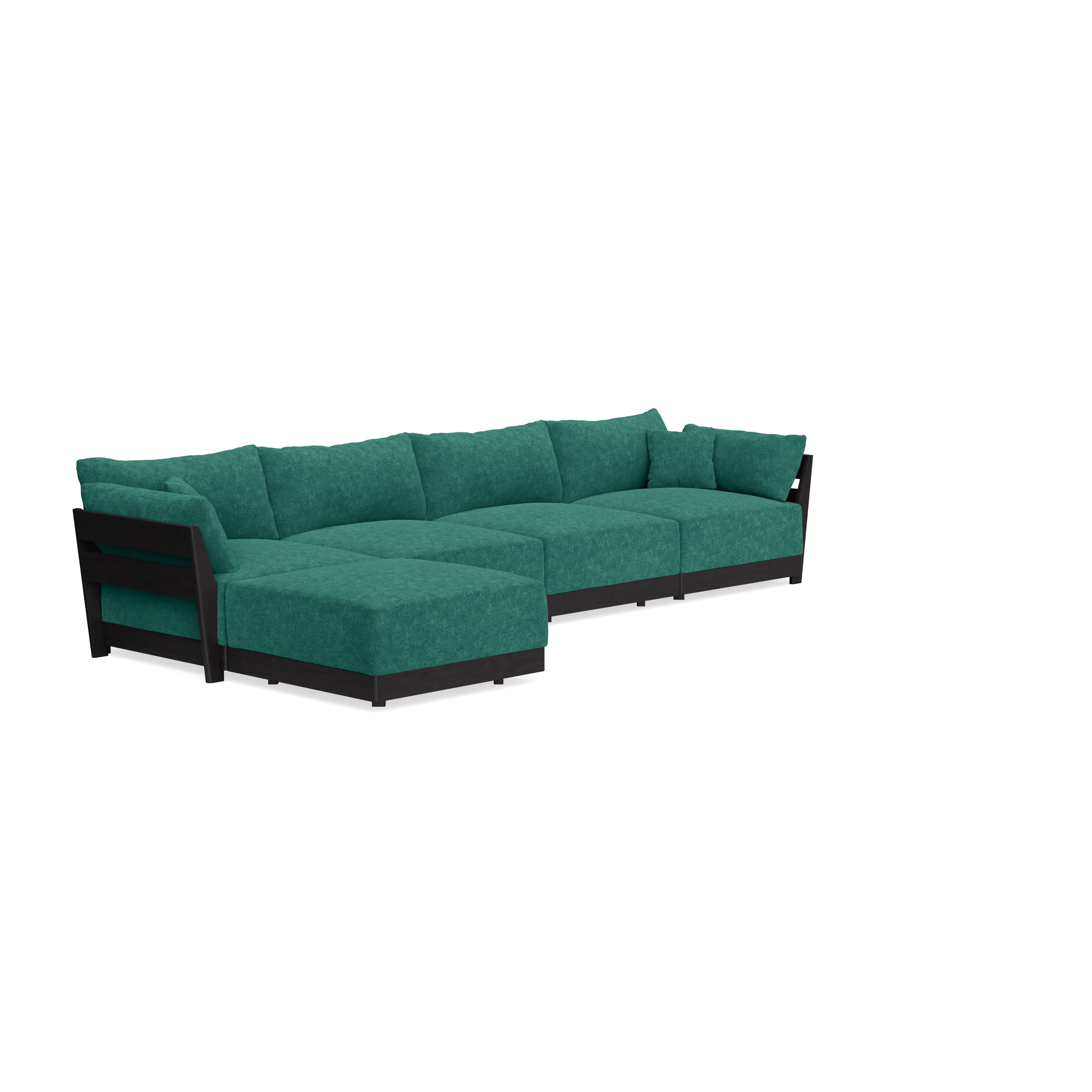 Modular Bondi Black 4-Seater Sectional in Jade Green | Classic Blend