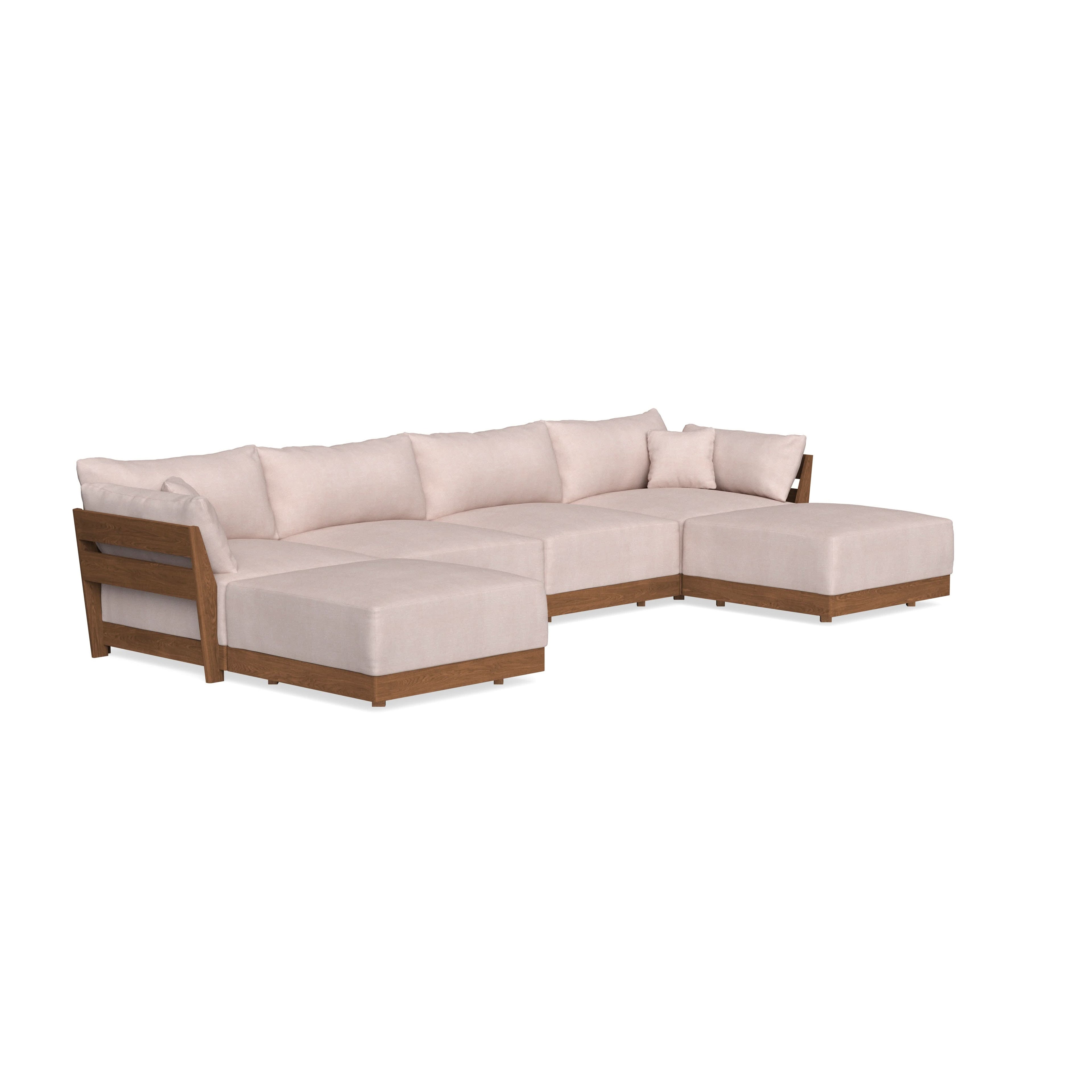 Modular Bondi Espresso 4-Seater U-Sectional in Blush | Memory Foam Blend