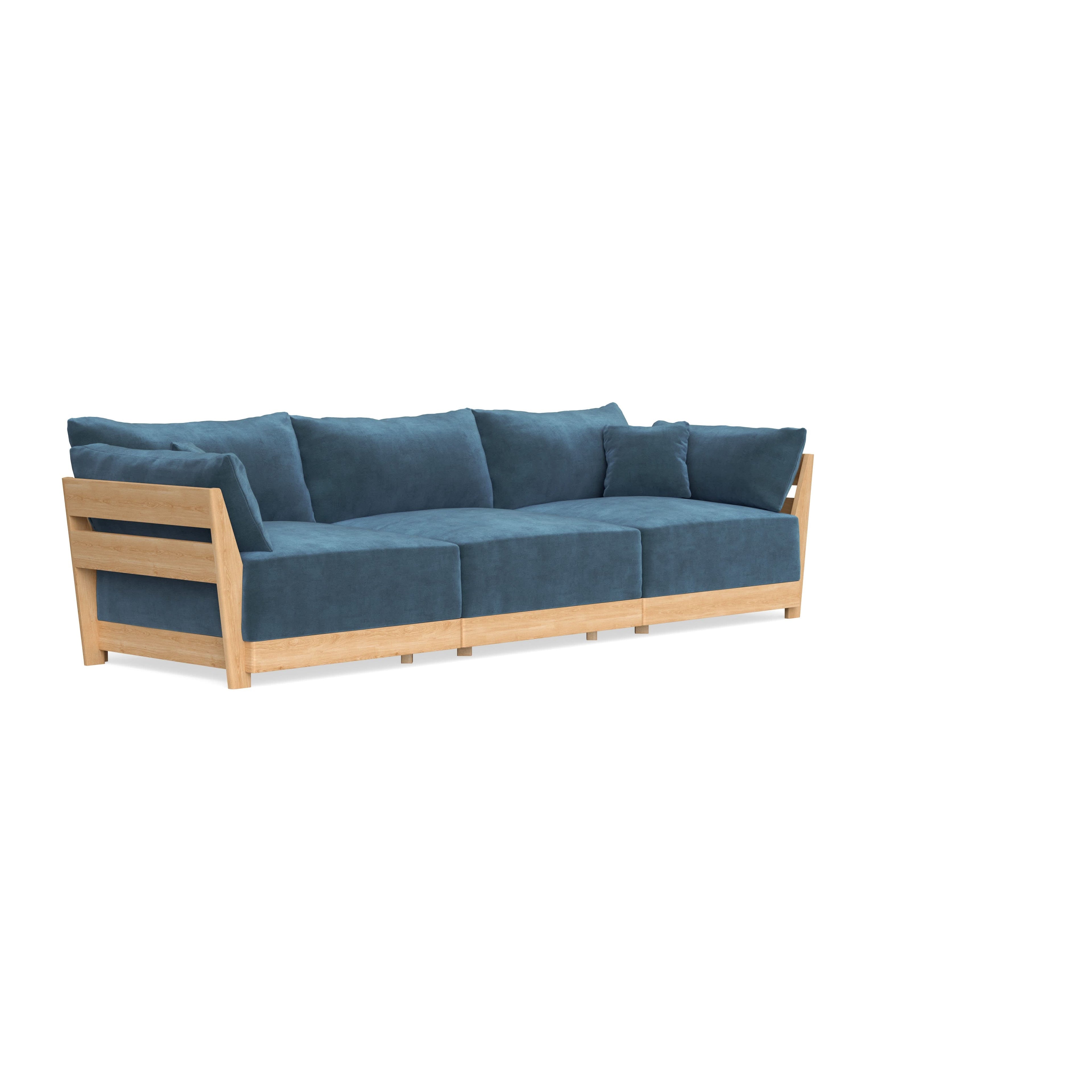Modular Bondi Latte 3-Seater Sofa in Oxford Blue | Memory Foam Blend