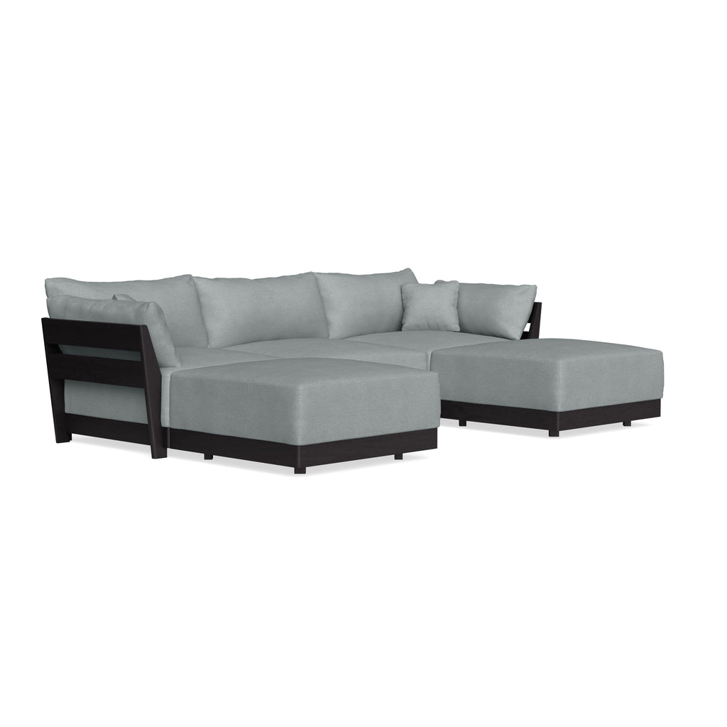 Modular Bondi Black 3-Seater U-Sectional in Light Steel | Classic Blend