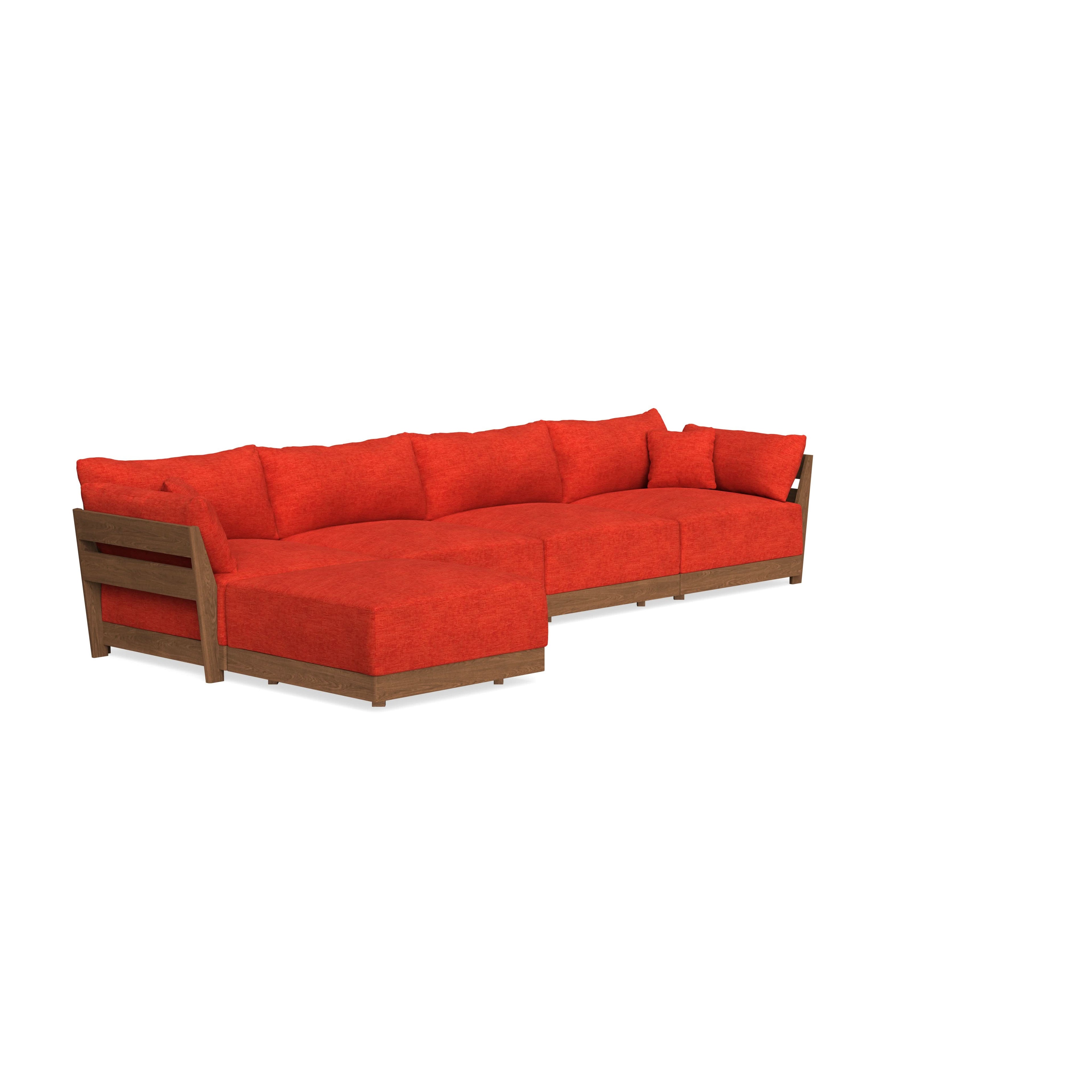 Modular Bondi Espresso 4-Seater Sectional in Poppy Orange | Classic Blend