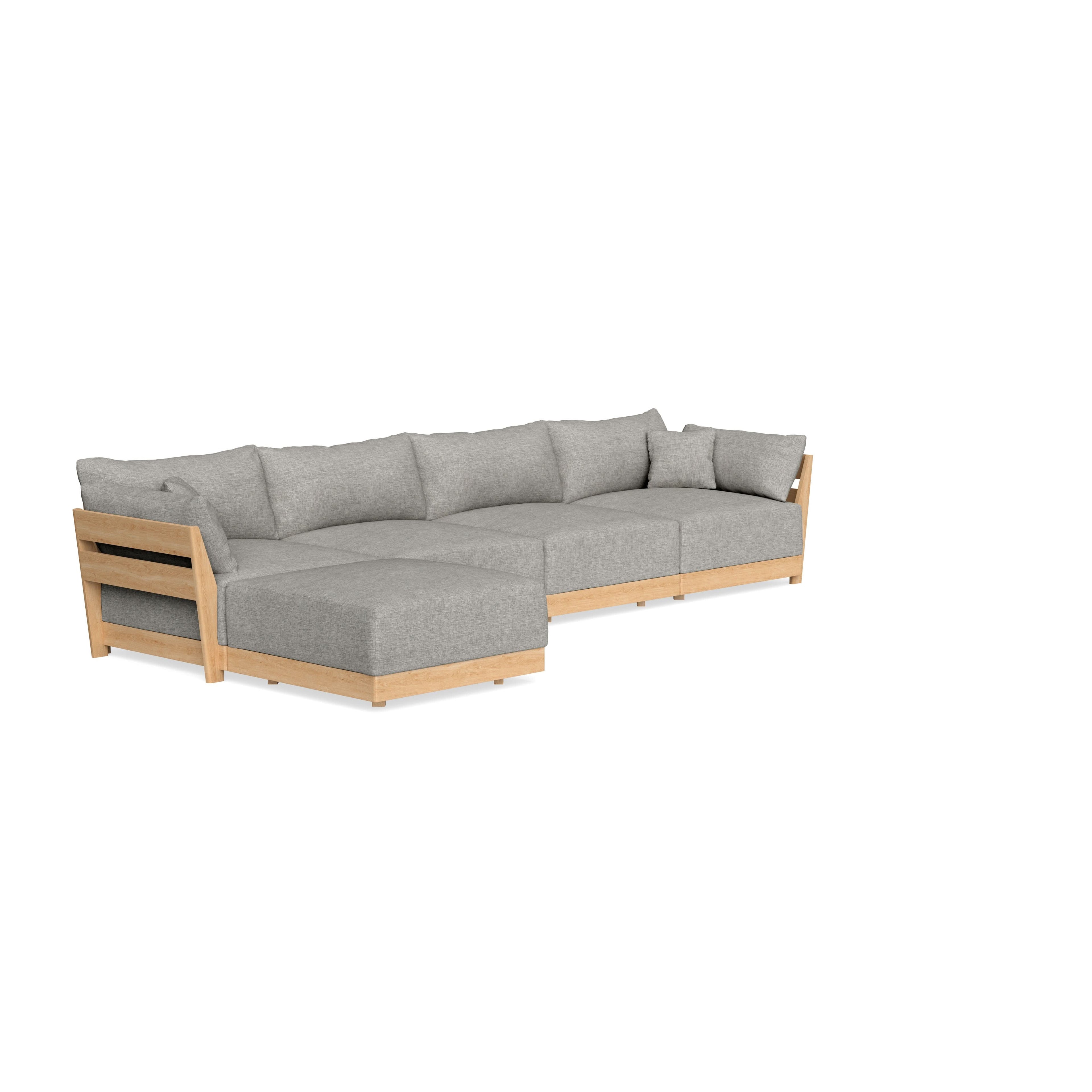 Modular Bondi Latte 4-Seater Sectional in Fog | Memory Foam Blend
