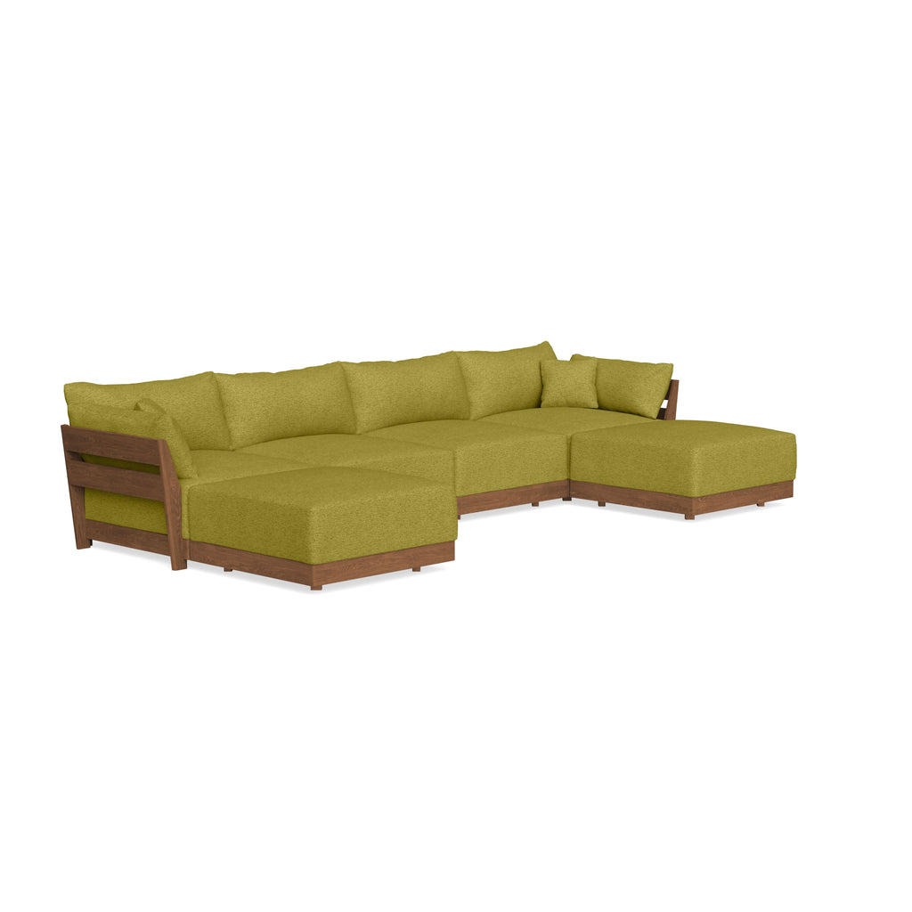 Modular Bondi Espresso 4-Seater U-Sectional in Avocado | Memory Foam Blend