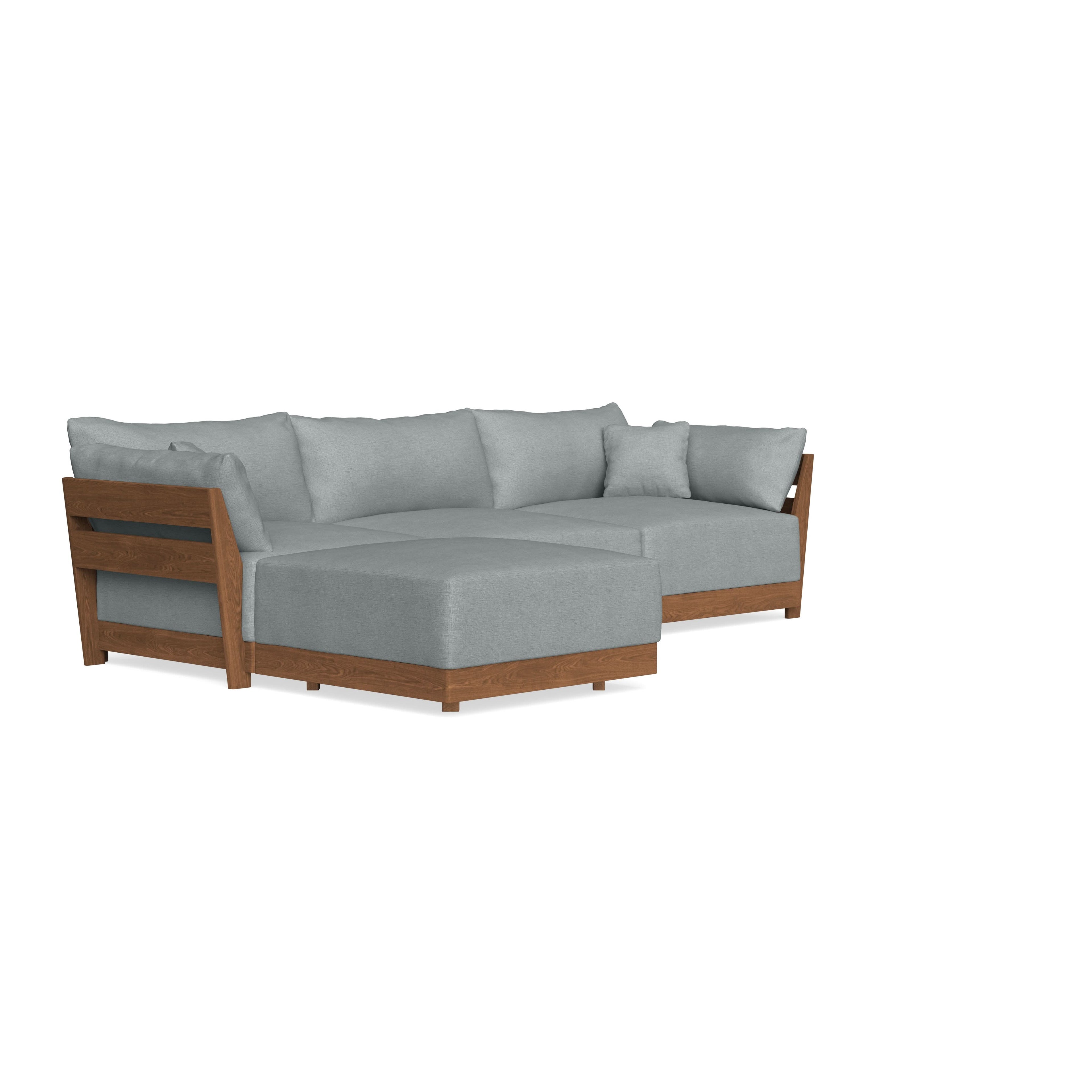 Modular Bondi Espresso 3-Seater Sectional in Light Steel | Memory Foam Blend