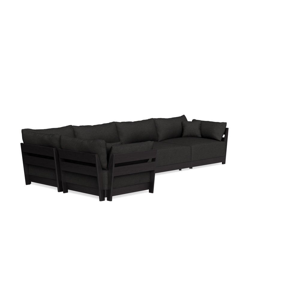 Modular Bondi Black 5-Seater L-Sectional in Peppercorn | Classic Blend