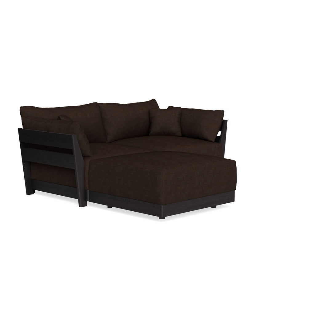 Modular Bondi Black 2-Seater Sectional in Espresso | Memory Foam Blend