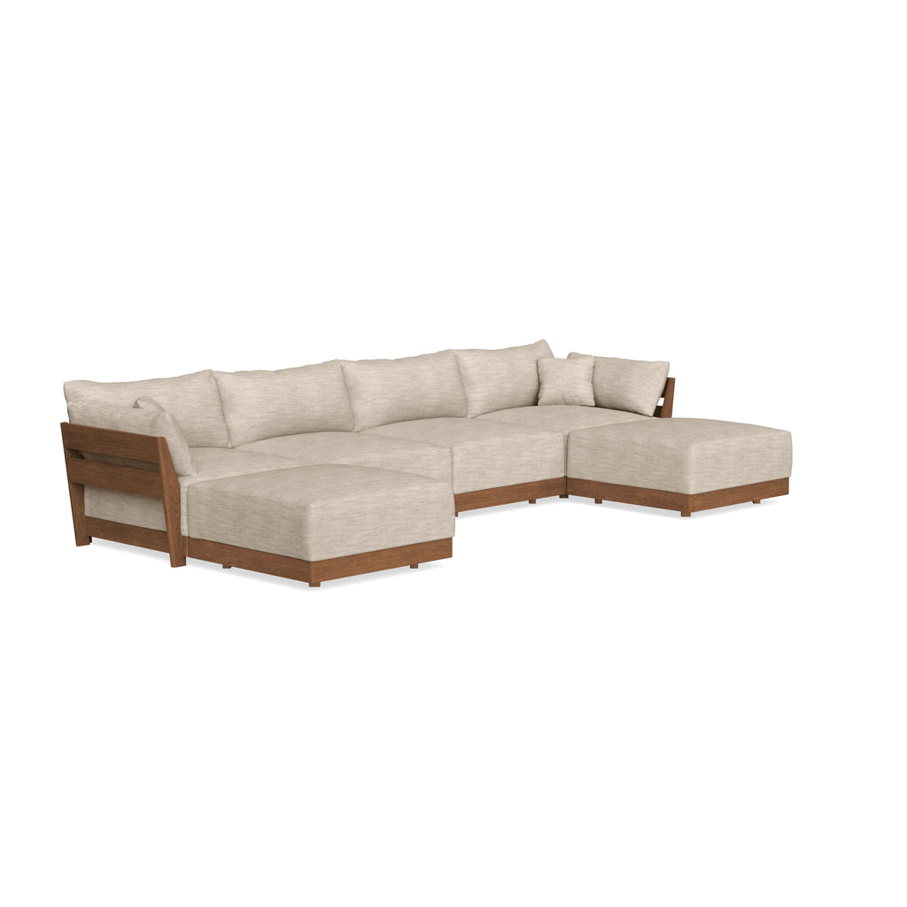 Modular Bondi Espresso 4-Seater U-Sectional in Wheat | Memory Foam Blend