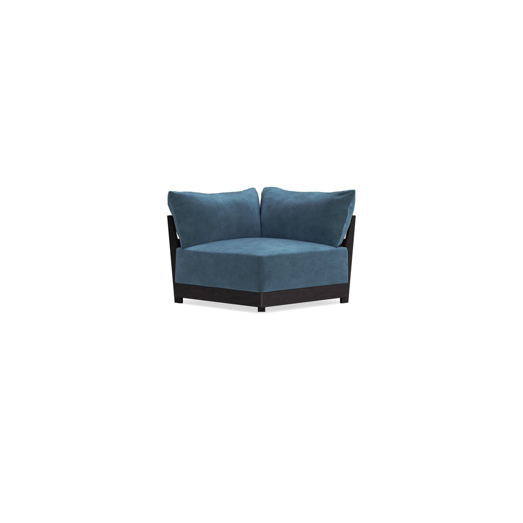 Modular Bondi Black Corner Chair in Oxford Blue | Classic Blend
