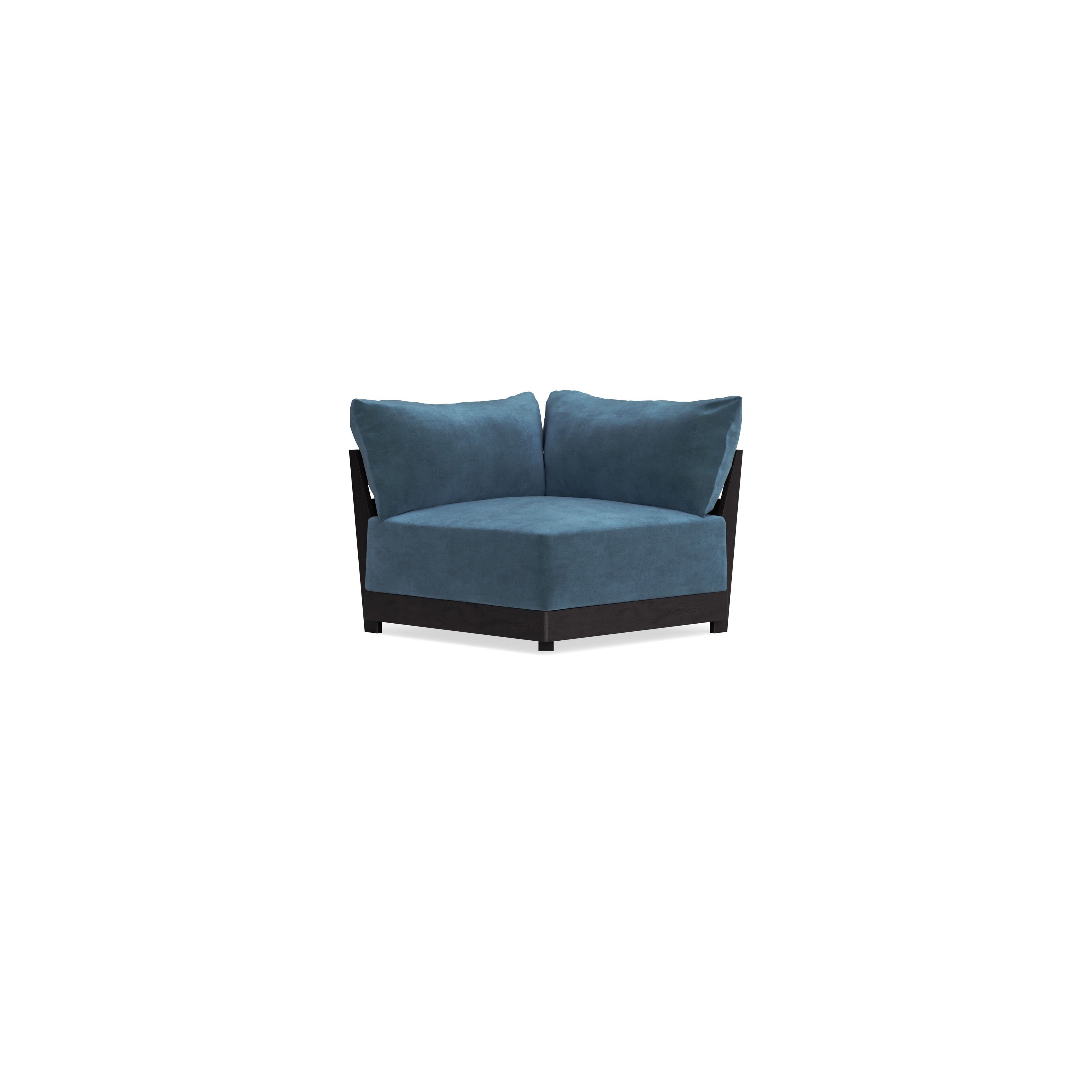 Modular Bondi Black Corner Chair in Oxford Blue | Classic Blend