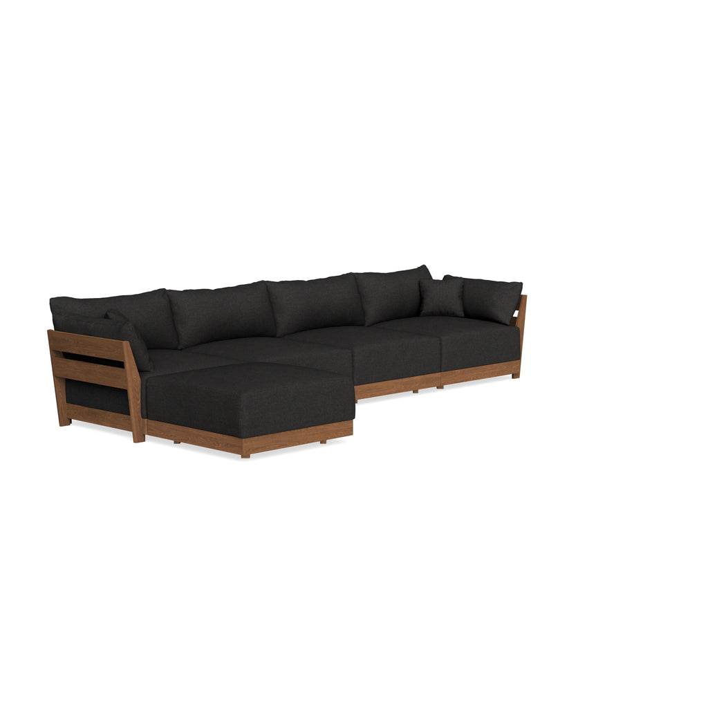 Modular Bondi Espresso 4-Seater Sectional in Peppercorn | Memory Foam Blend
