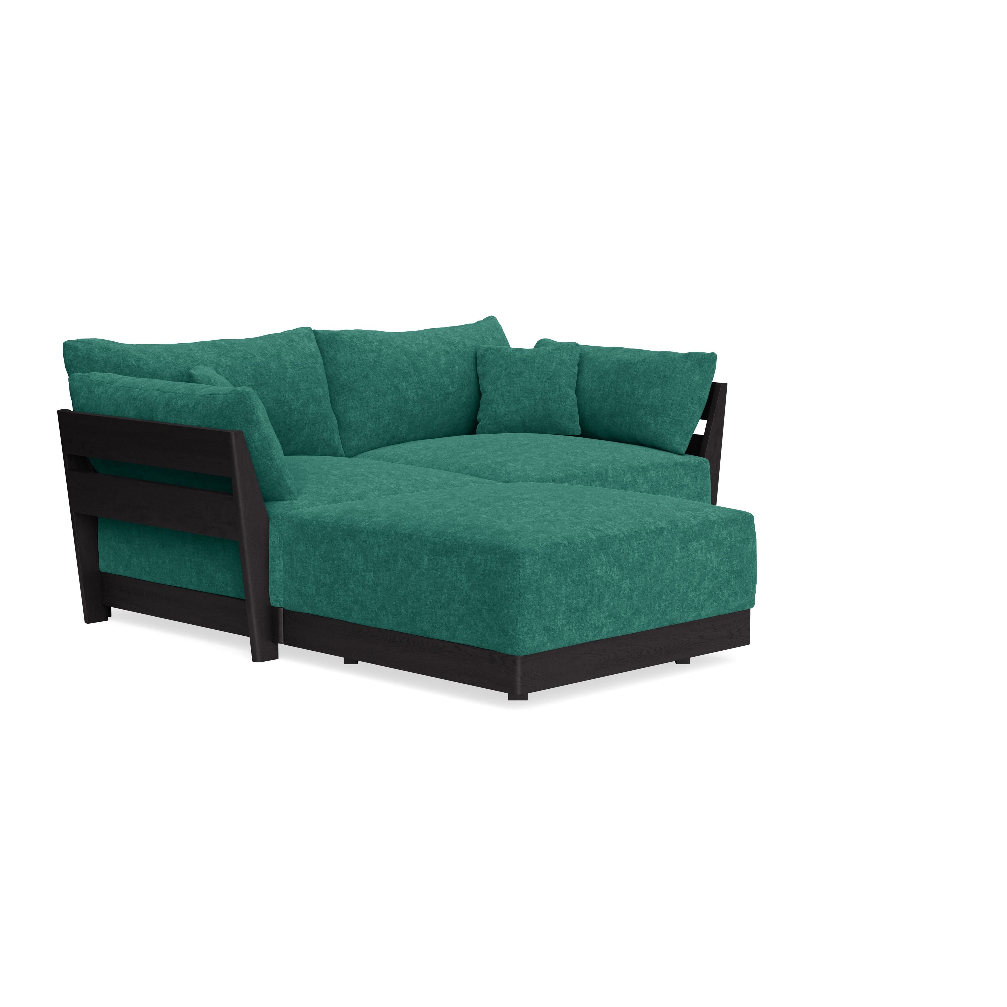 Modular Bondi Black 2-Seater Sectional in Jade Green | Memory Foam Blend