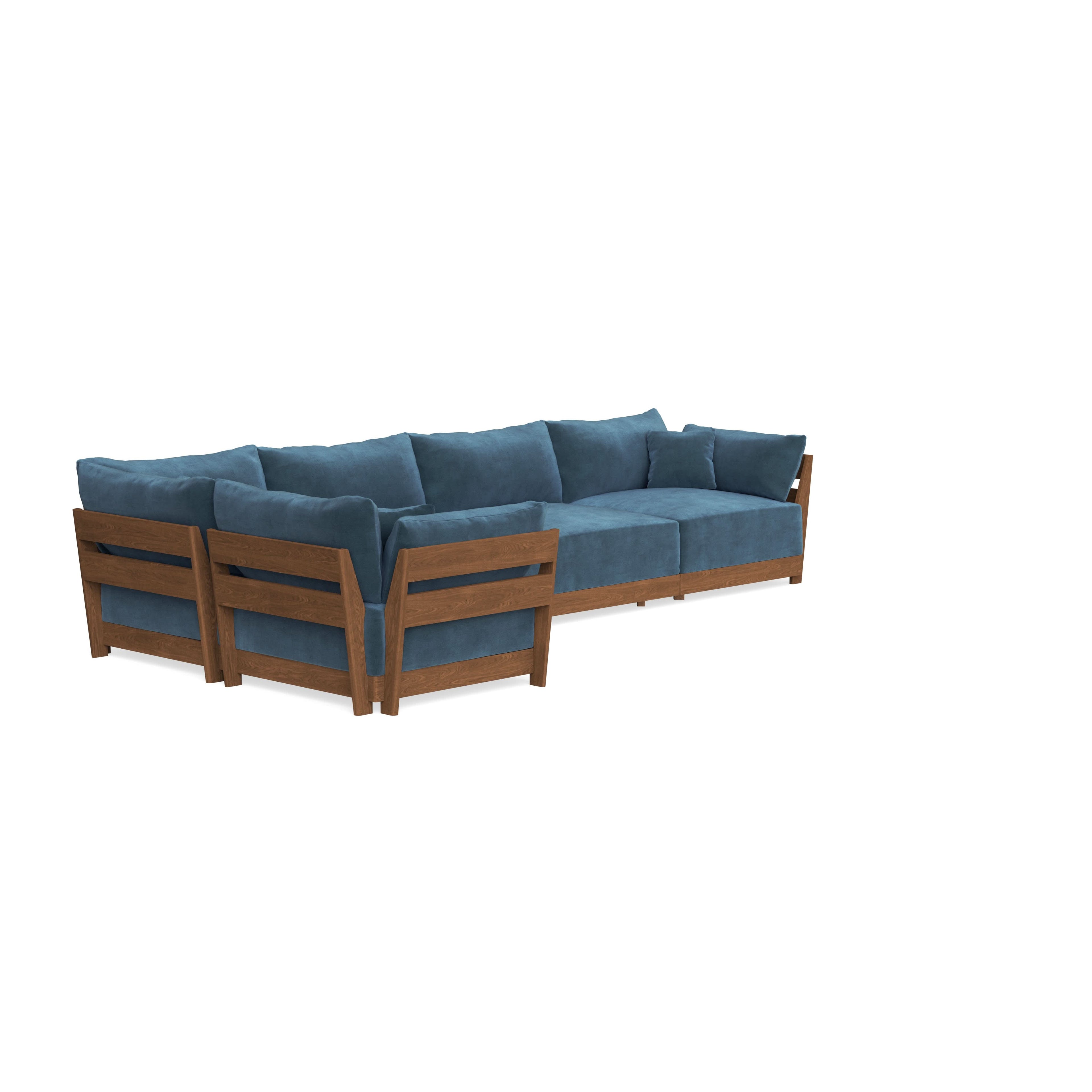 Modular Bondi Espresso 5-Seater L-Sectional in Oxford Blue | Memory Foam Blend