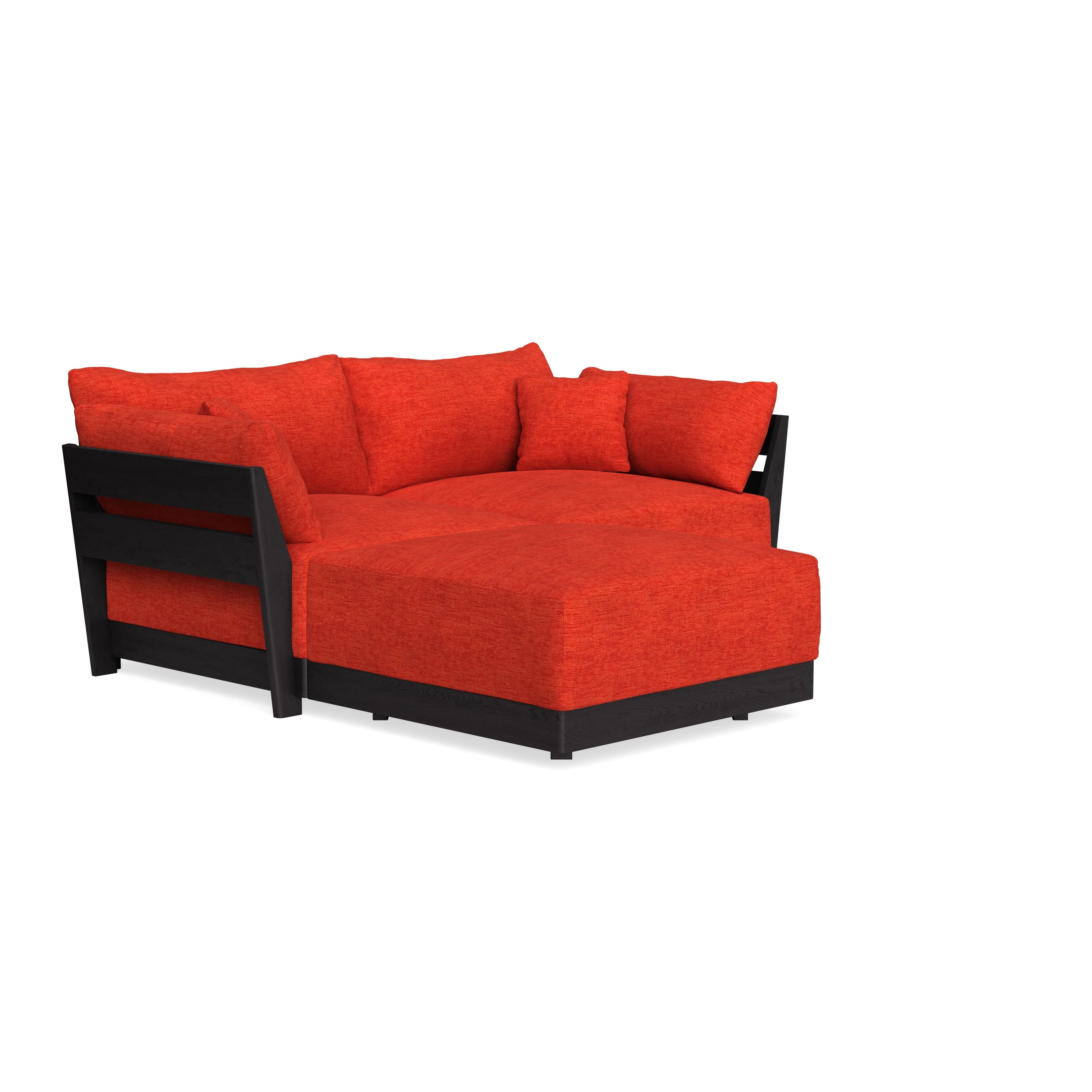 Modular Bondi Black 2-Seater Sectional in Poppy Orange | Memory Foam Blend