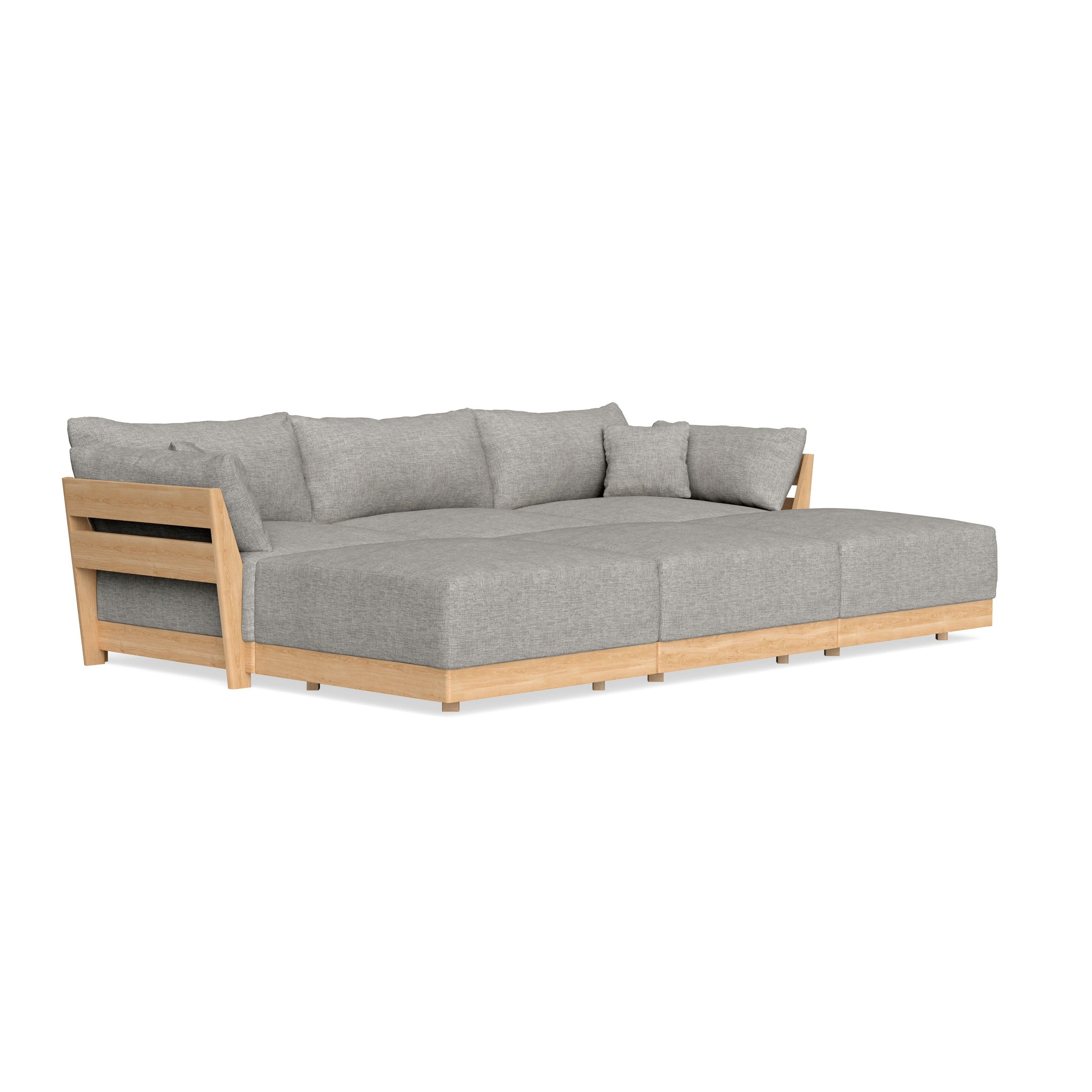 Modular Bondi Latte 3-Seater Daybed Sofa Sectional in Fog | Classic Blend