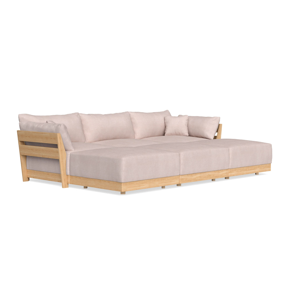 Modular Bondi Latte 3-Seater Daybed Sofa Sectional in Blush | Classic Blend