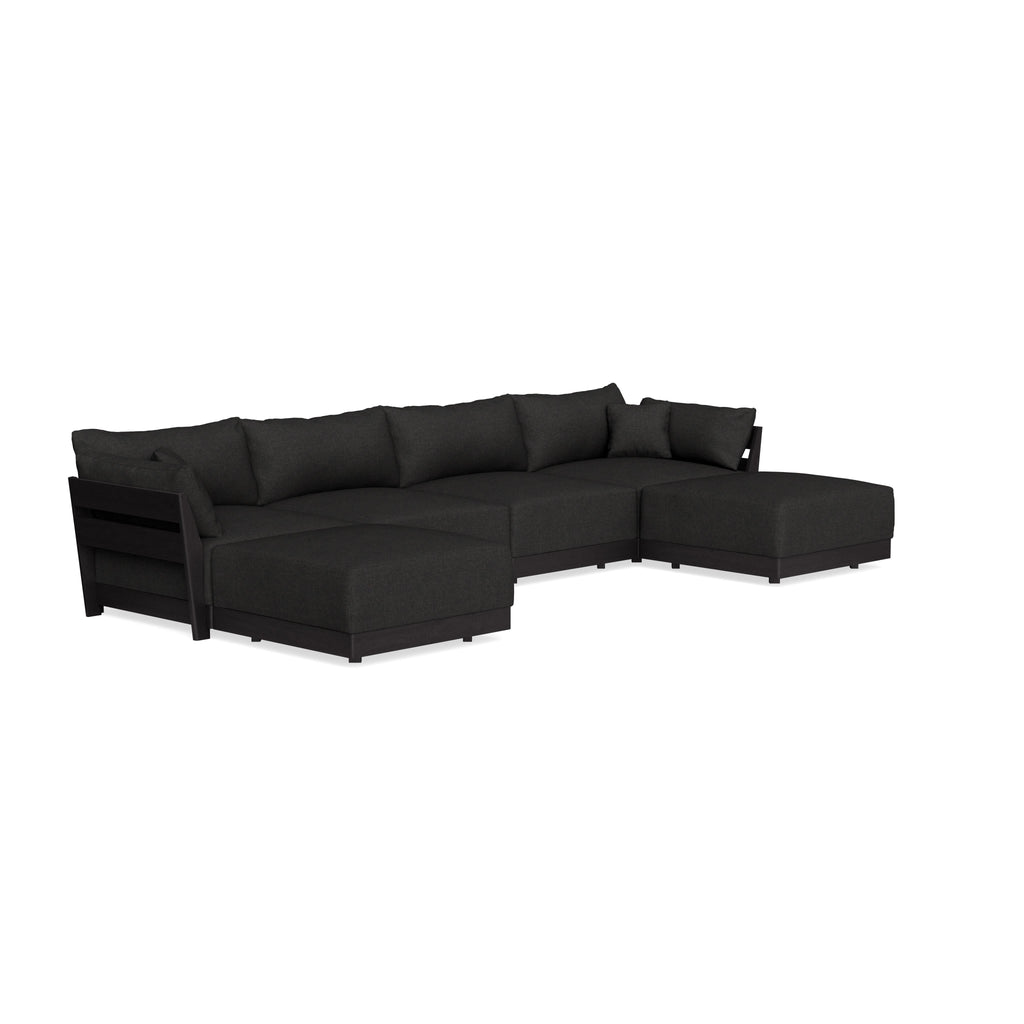 Modular Bondi Black 4-Seater U-Sectional in Peppercorn | Memory Foam Blend