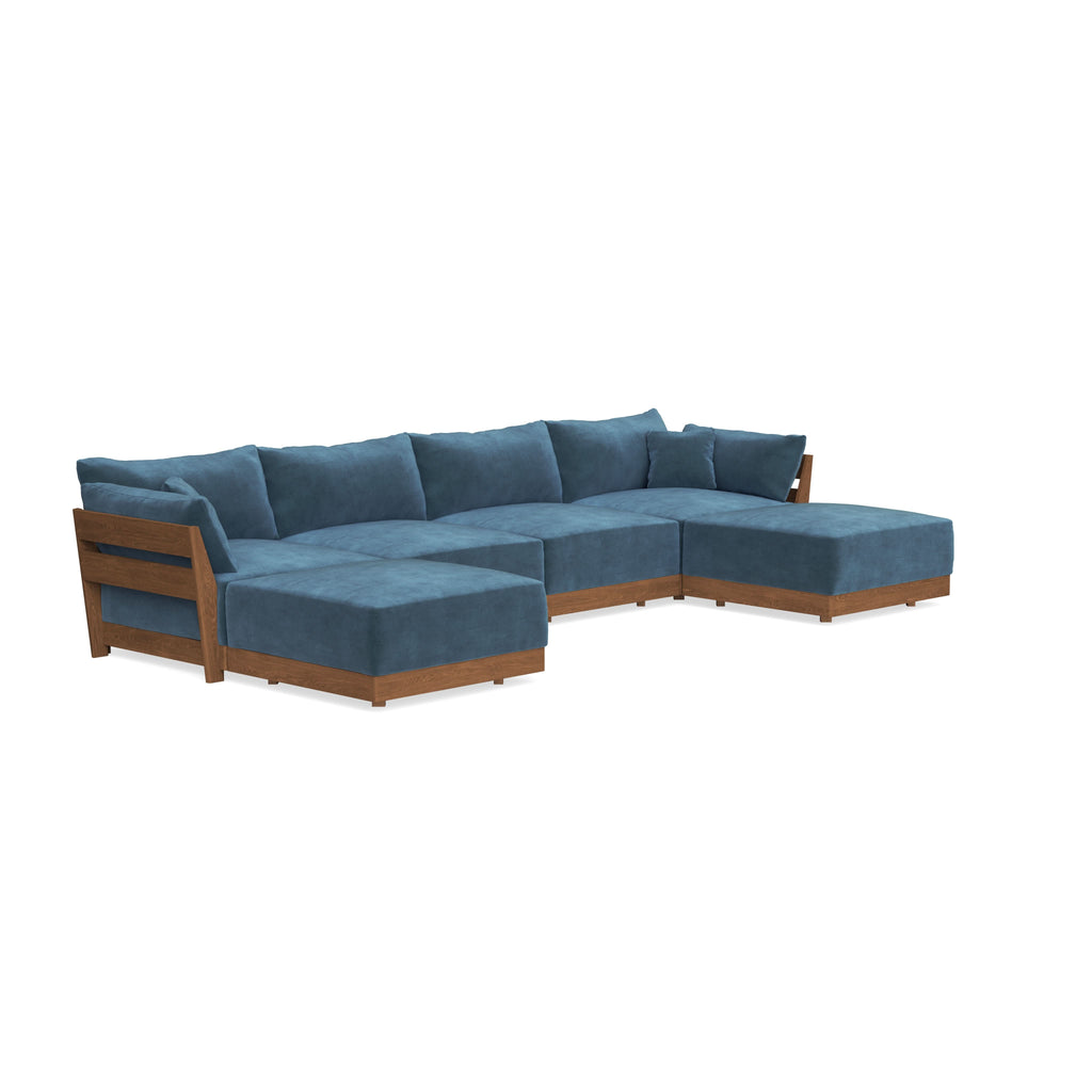 Modular Bondi Espresso 4-Seater U-Sectional in Oxford Blue | Classic Blend