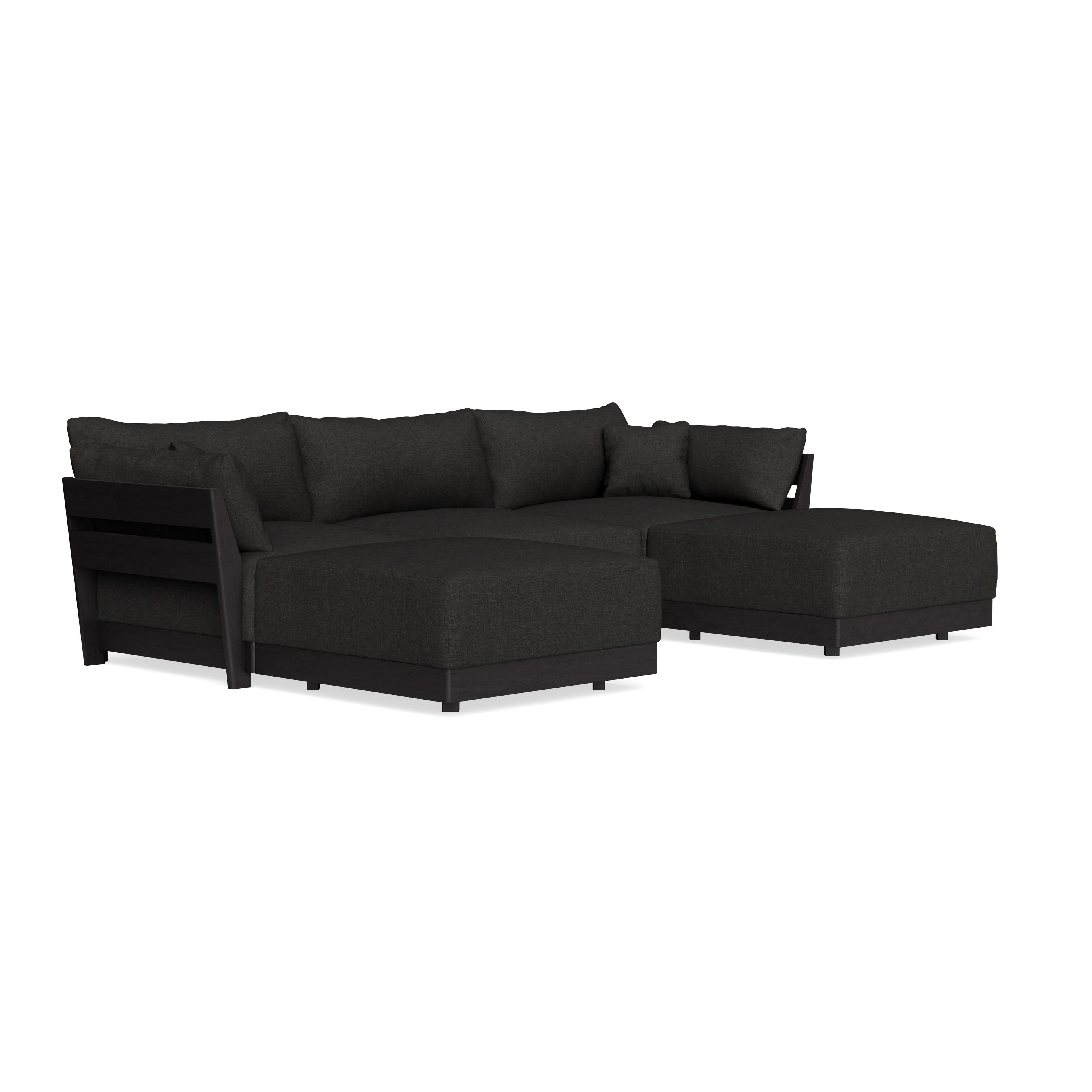 Modular Bondi Black 3-Seater U-Sectional in Peppercorn | Memory Foam Blend