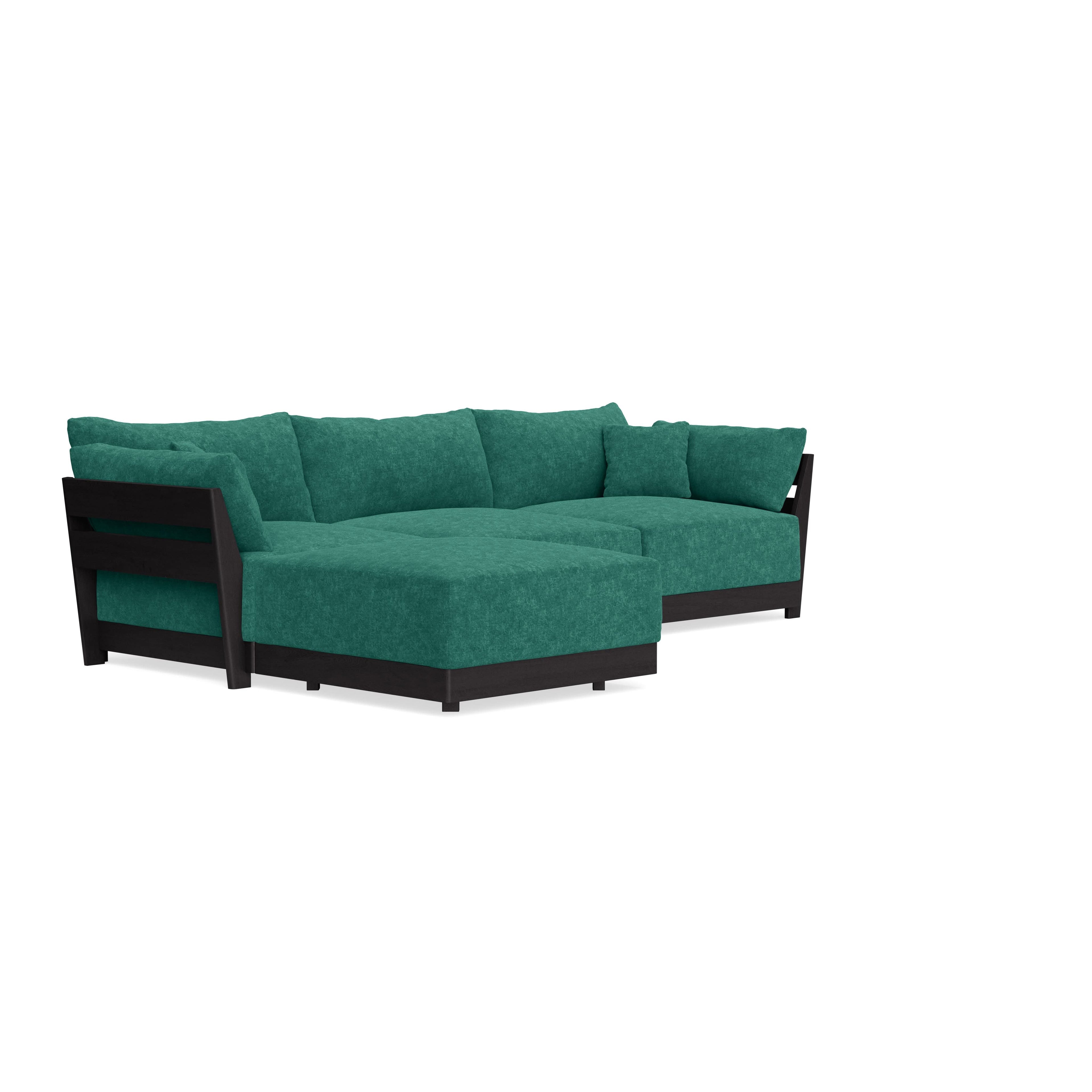Modular Bondi Black 3-Seater Sectional in Jade Green | Classic Blend