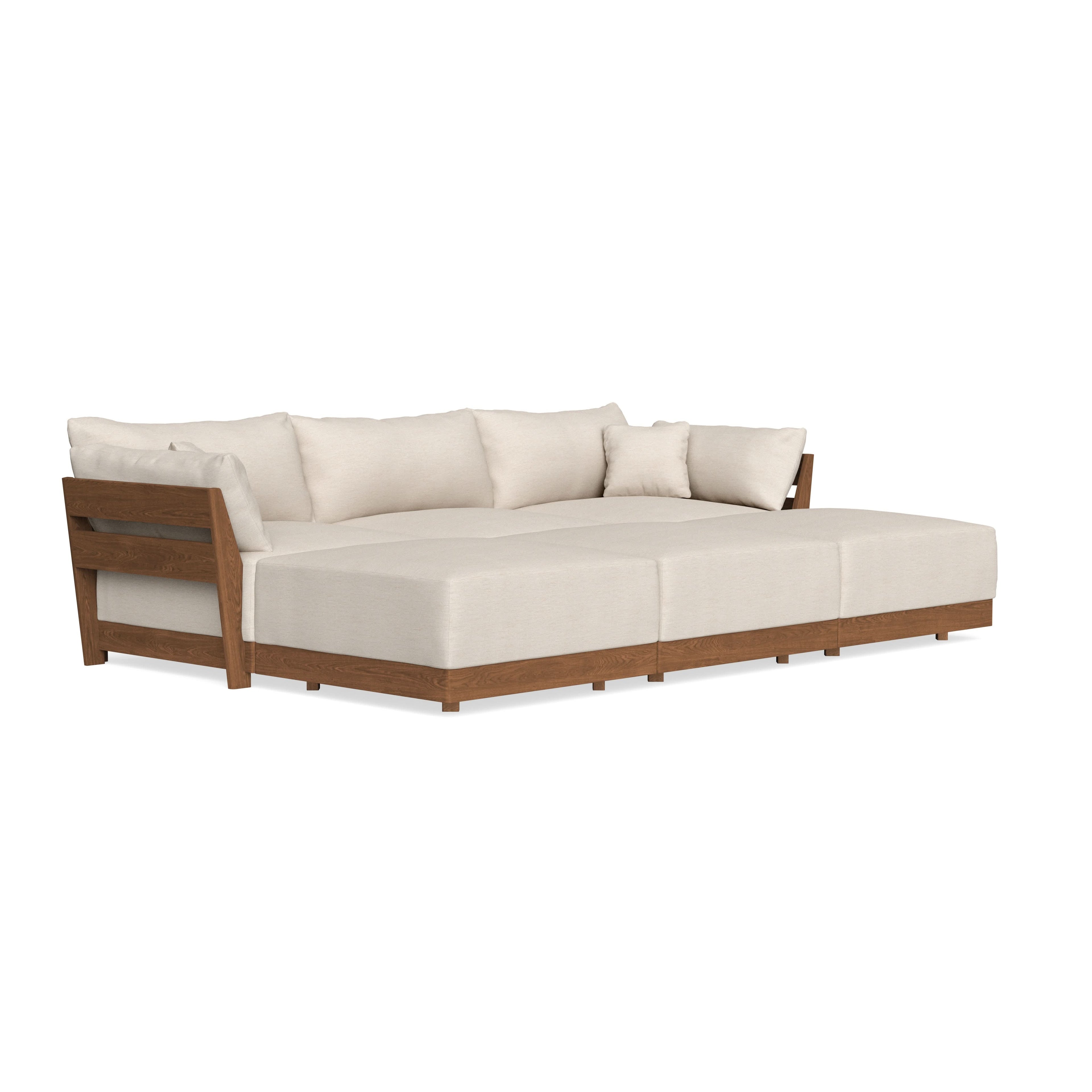 Modular Bondi Espresso 3-Seater Daybed Sofa Sectional in Seashell | Memory Foam Blend
