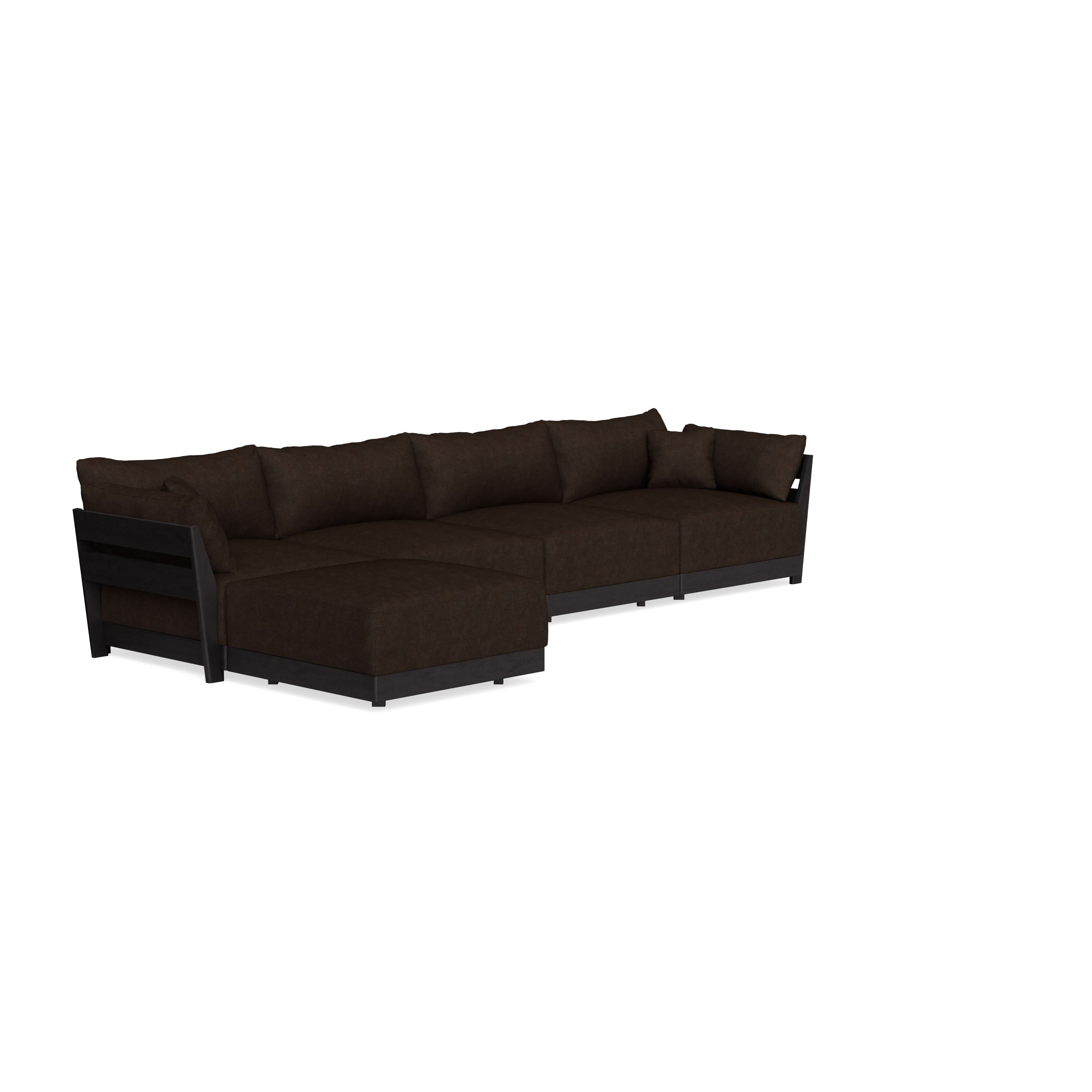 Modular Bondi Black 4-Seater Sectional in Espresso | Memory Foam Blend
