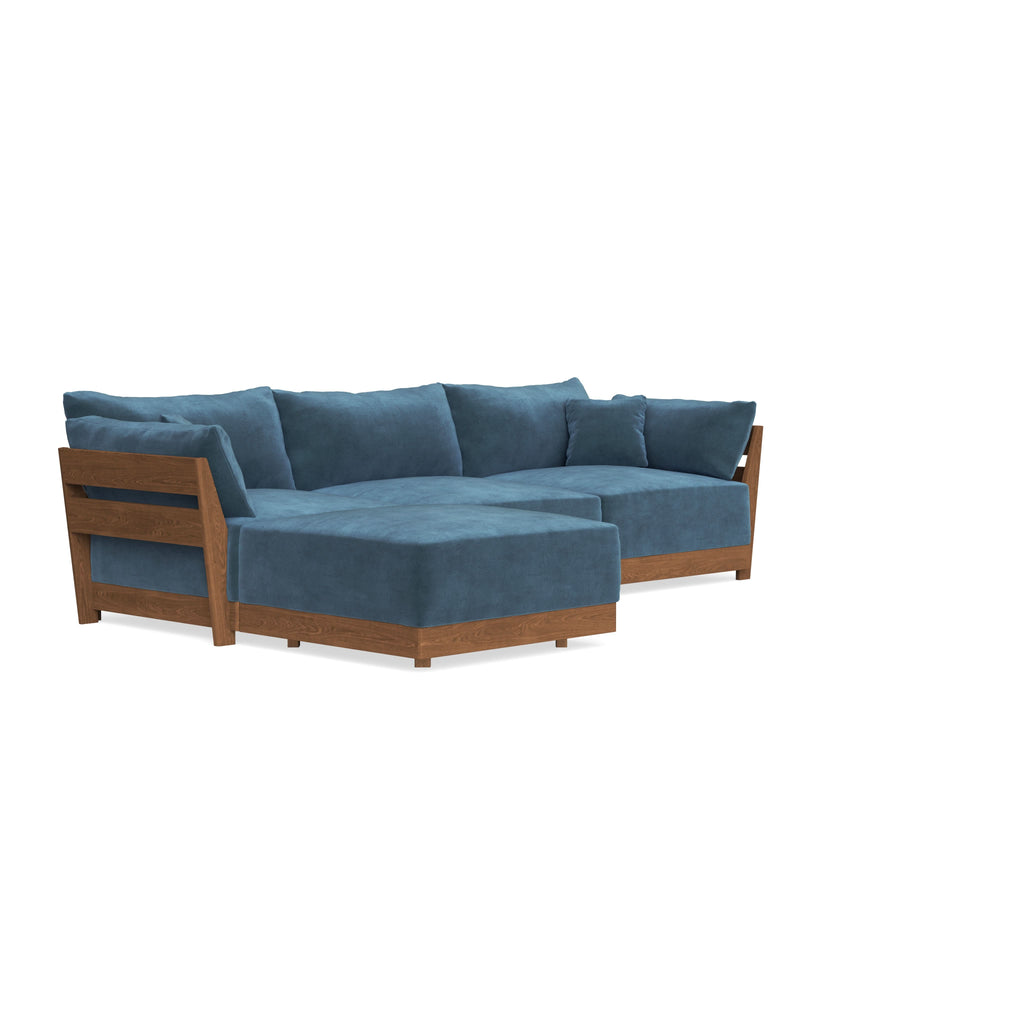 Modular Bondi Espresso 3-Seater Sectional in Oxford Blue | Classic Blend