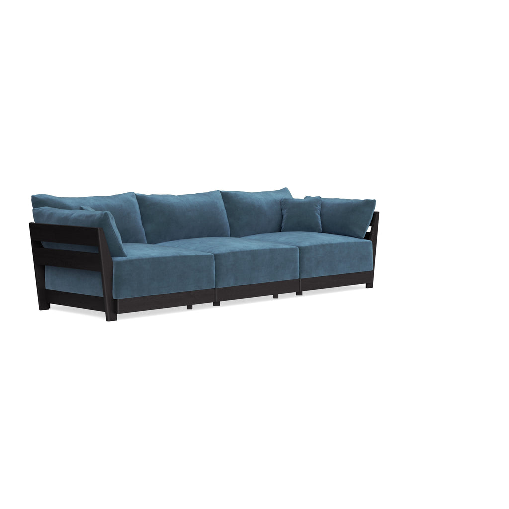 Modular Bondi Black 3-Seater Sofa in Oxford Blue | Memory Foam Blend