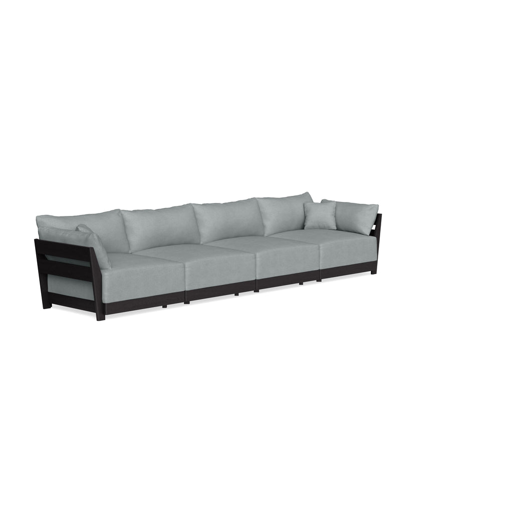 Modular Bondi Black 4-Seater Sofa in Light Steel | Memory Foam Blend