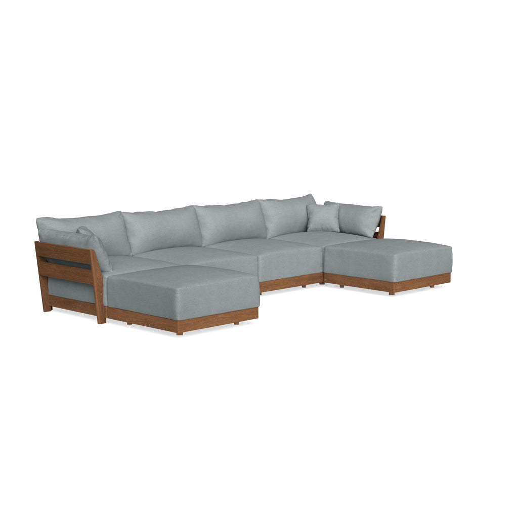 Modular Bondi Espresso 4-Seater U-Sectional in Light Steel | Memory Foam Blend