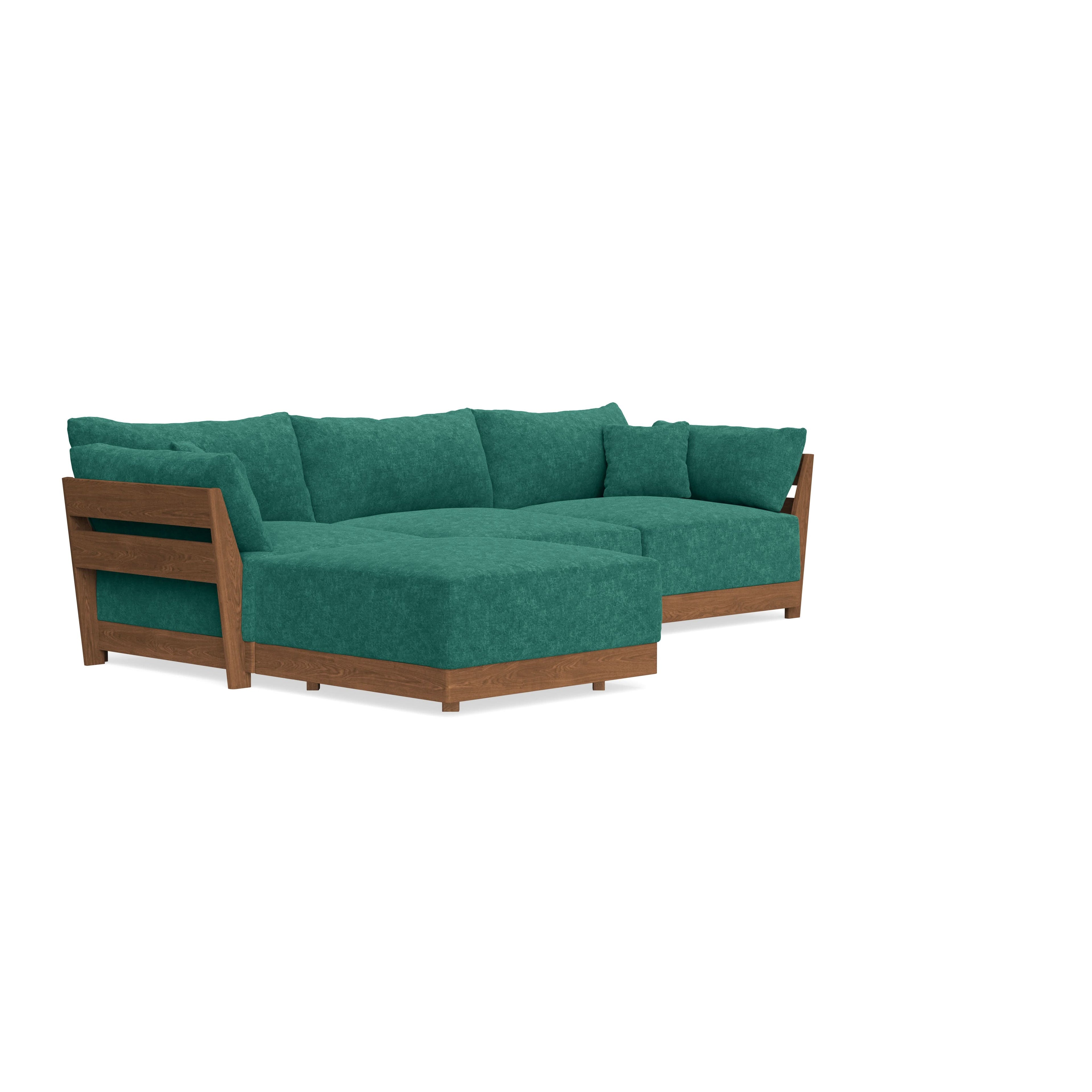 Modular Bondi Espresso 3-Seater Sectional in Jade Green | Memory Foam Blend