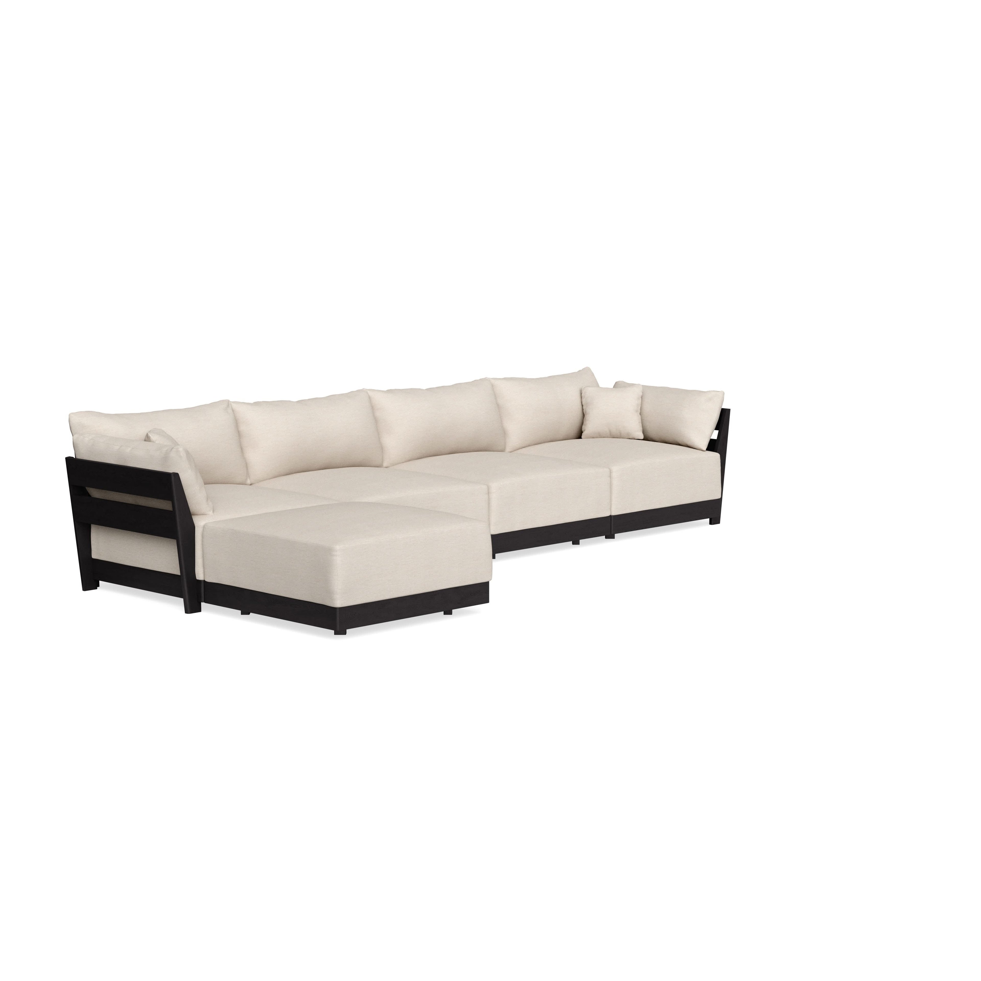 Modular Bondi Black 4-Seater Sectional in Seashell | Memory Foam Blend