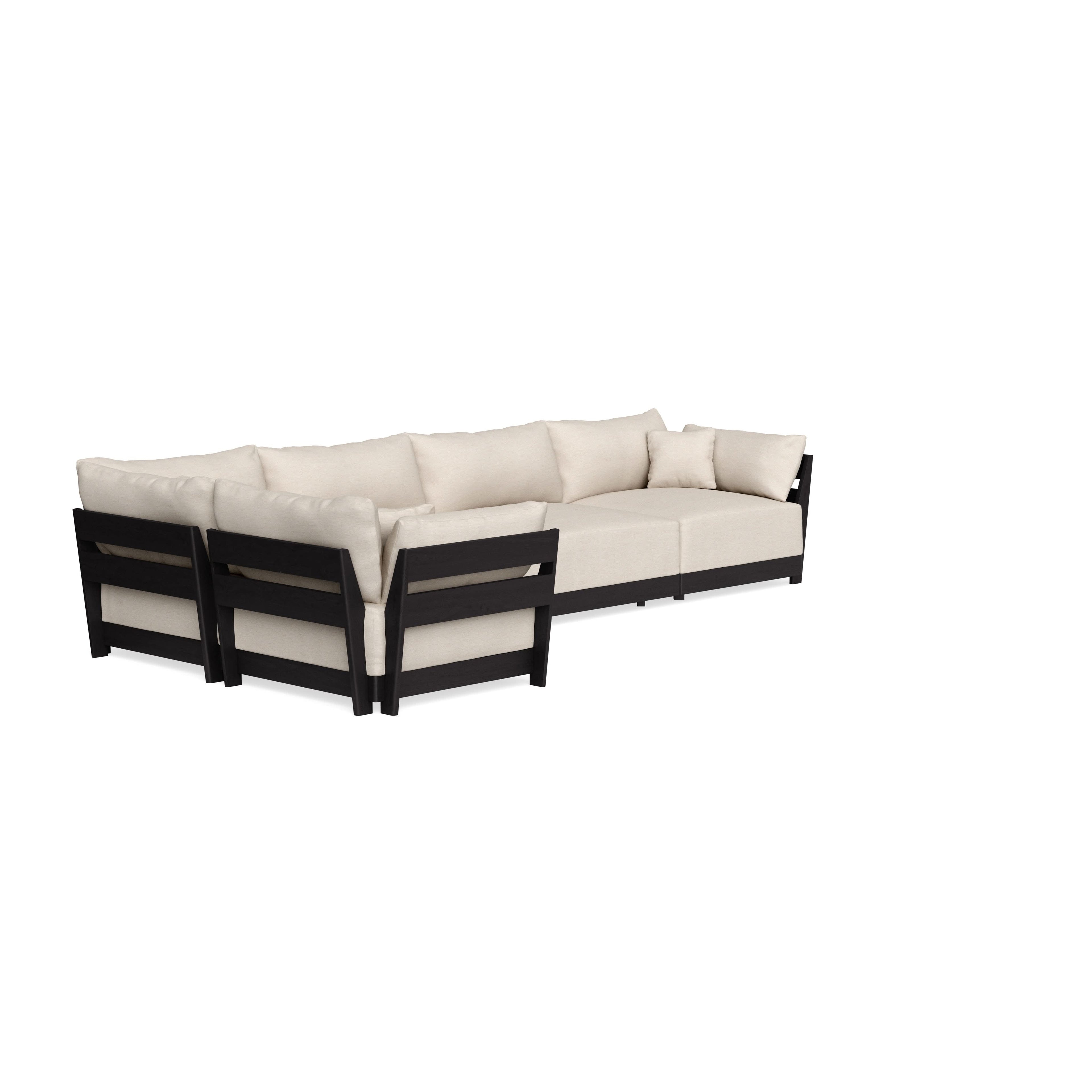 Modular Bondi Black 5-Seater L-Sectional in Seashell | Memory Foam Blend