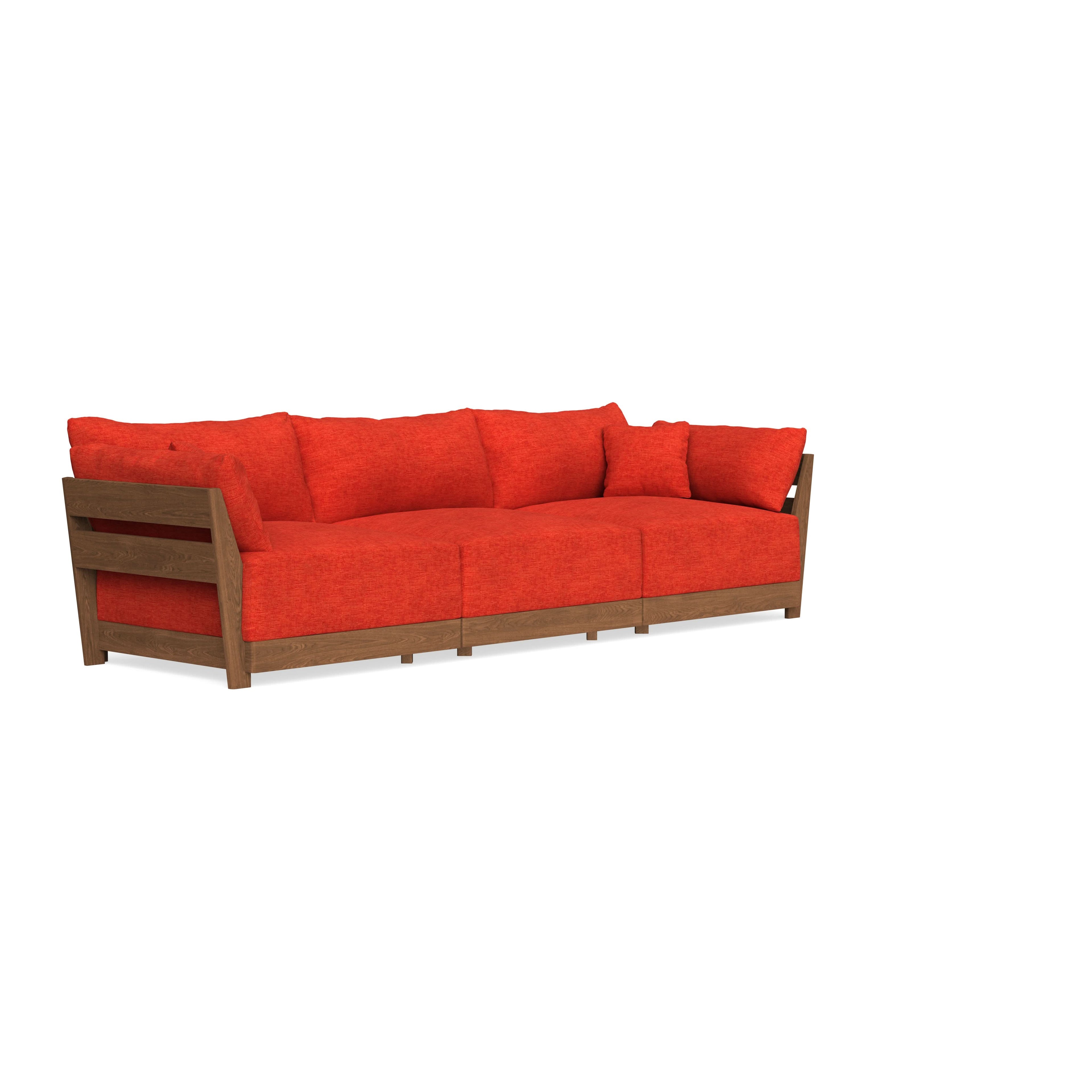 Modular Bondi Espresso 3-Seater Sofa in Poppy Orange | Memory Foam Blend